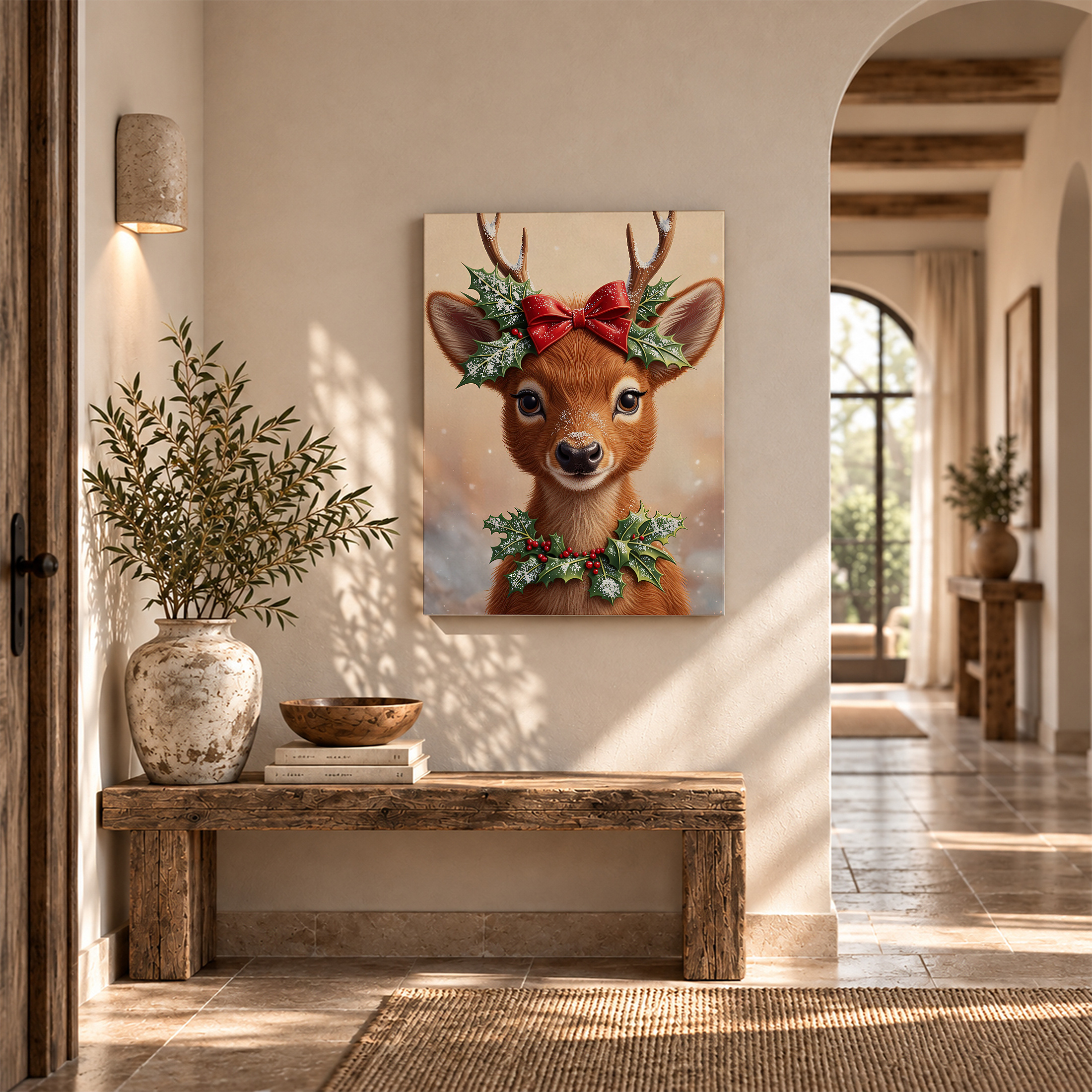 Christmas Deer Framed Canvas Wall Art - Ready to Hang Holiday Decor - Image 6