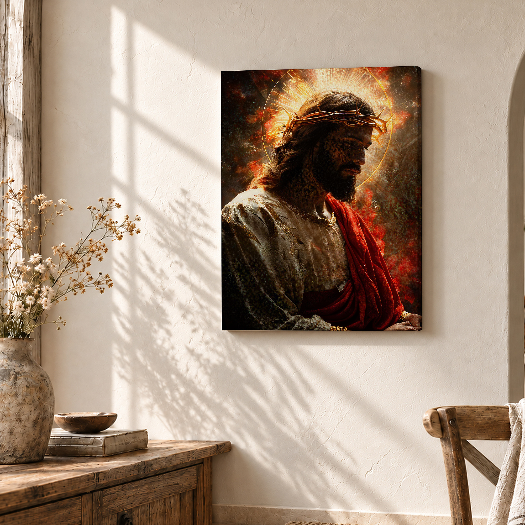Sacred Light Jesus Framed Canvas Wall Art - Spiritual Home Decor - Image 3