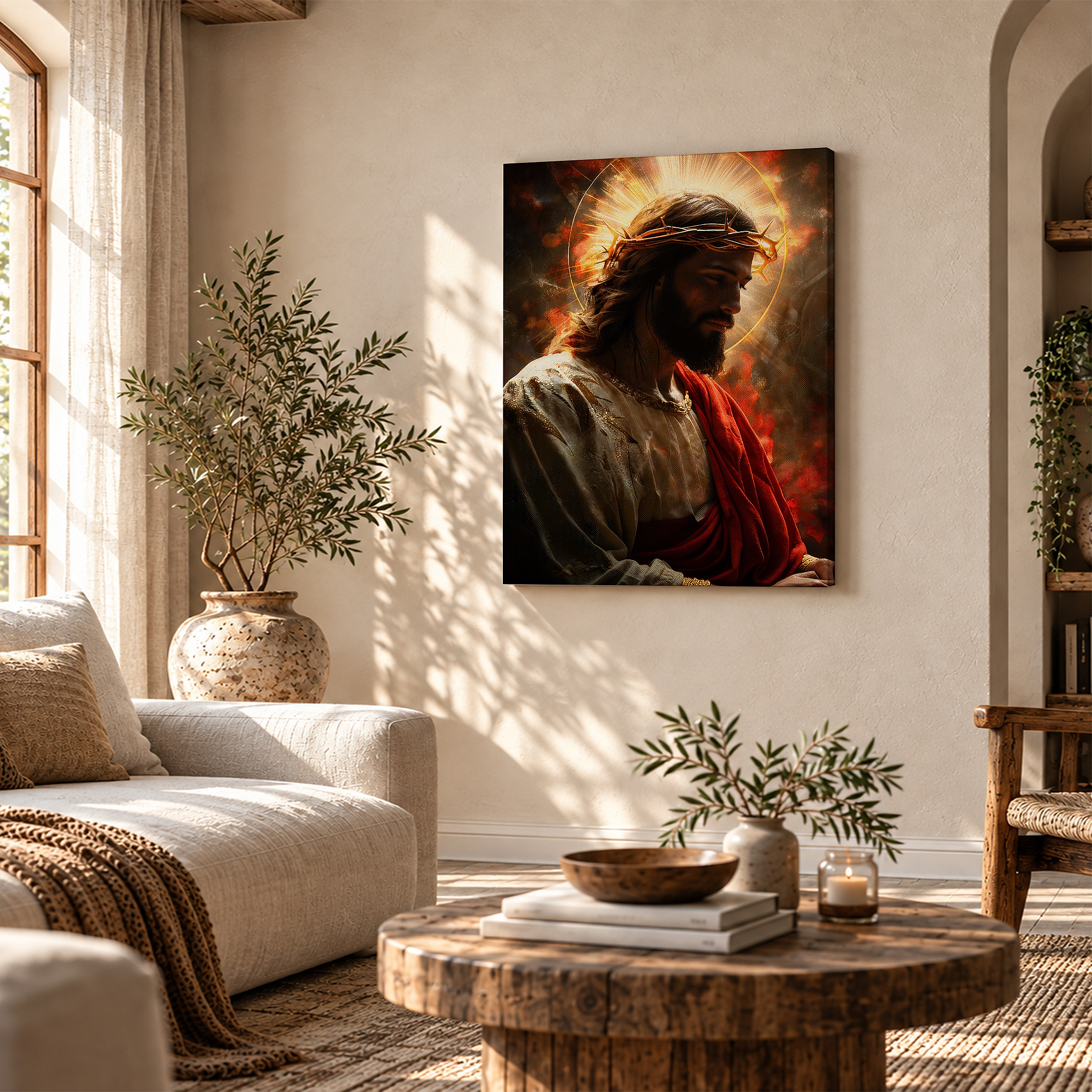 Sacred Light Jesus Framed Canvas Wall Art - Spiritual Home Decor - Image 4