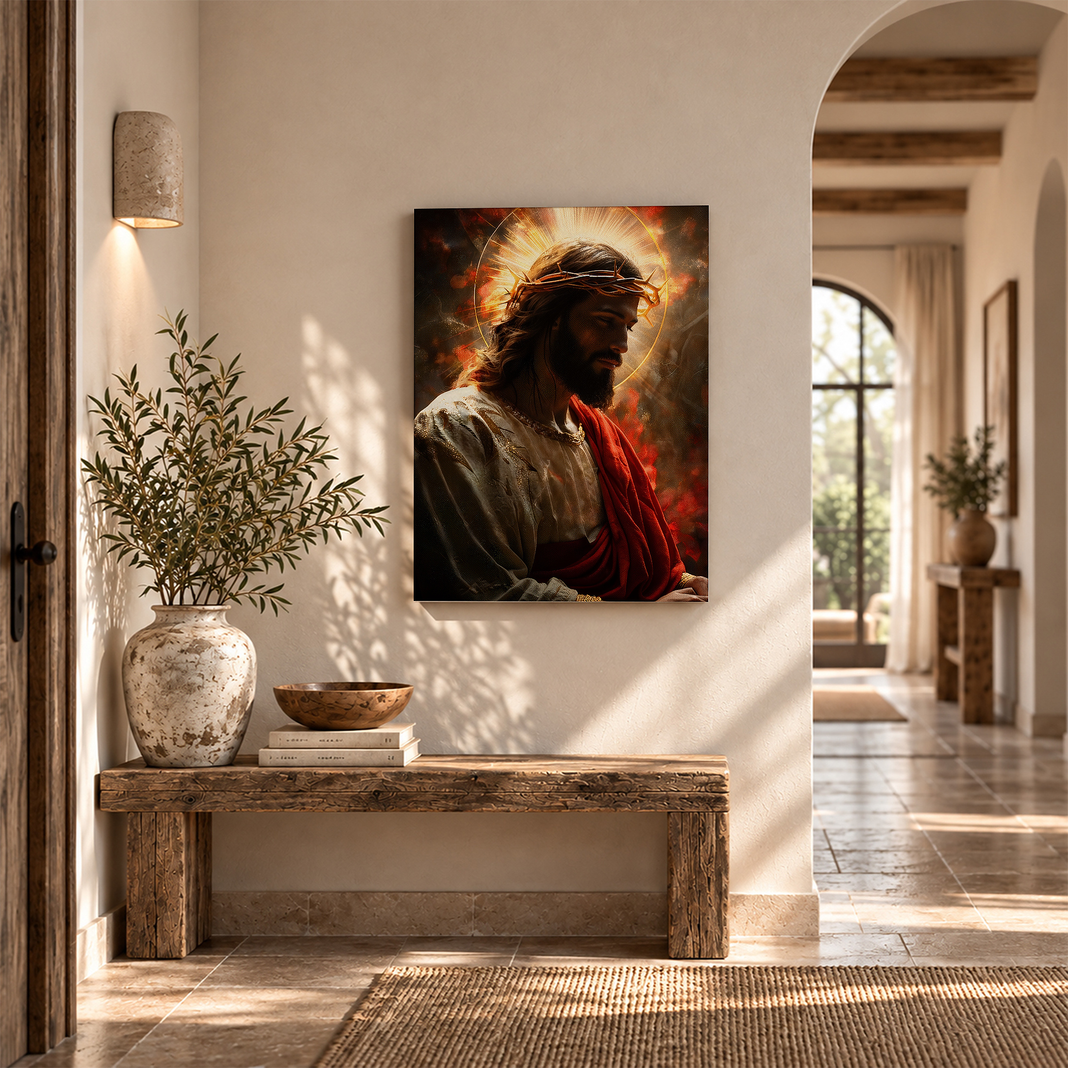 Sacred Light Jesus Framed Canvas Wall Art - Spiritual Home Decor - Image 6