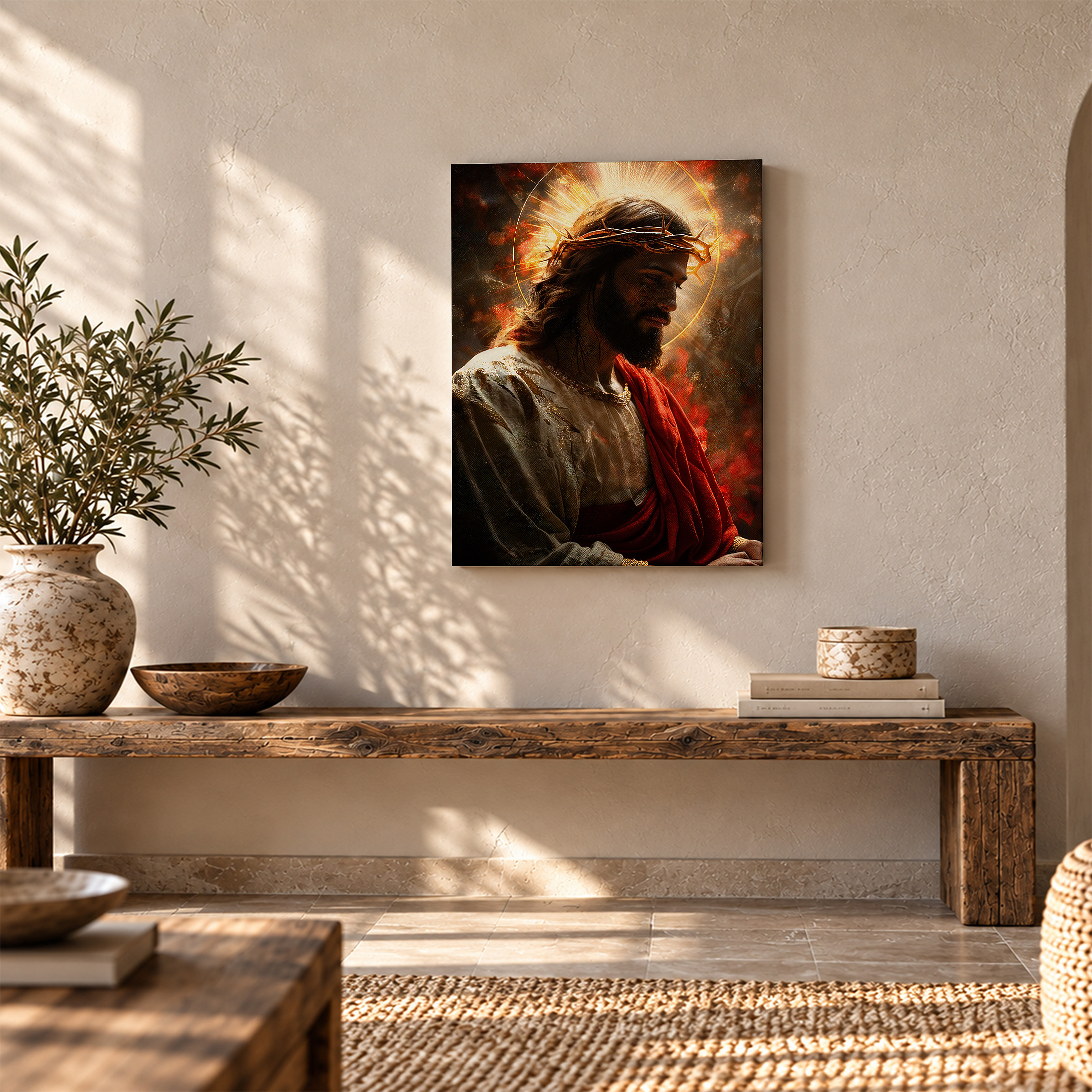 Sacred Light Jesus Framed Canvas Wall Art - Spiritual Home Decor - Image 5