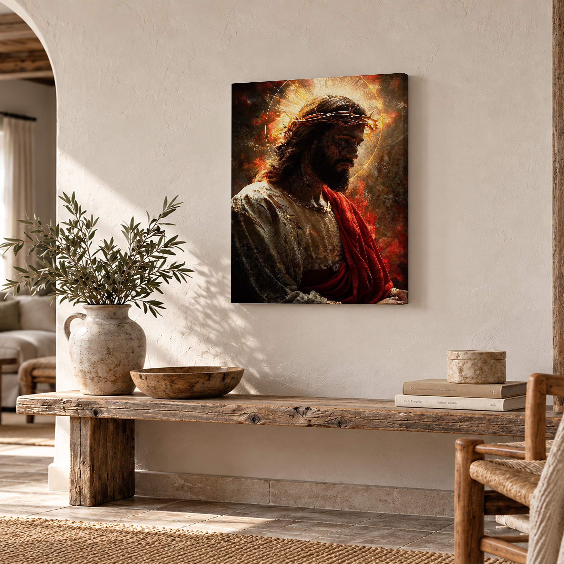 Sacred Light Jesus Framed Canvas Wall Art - Spiritual Home Decor - Image 2