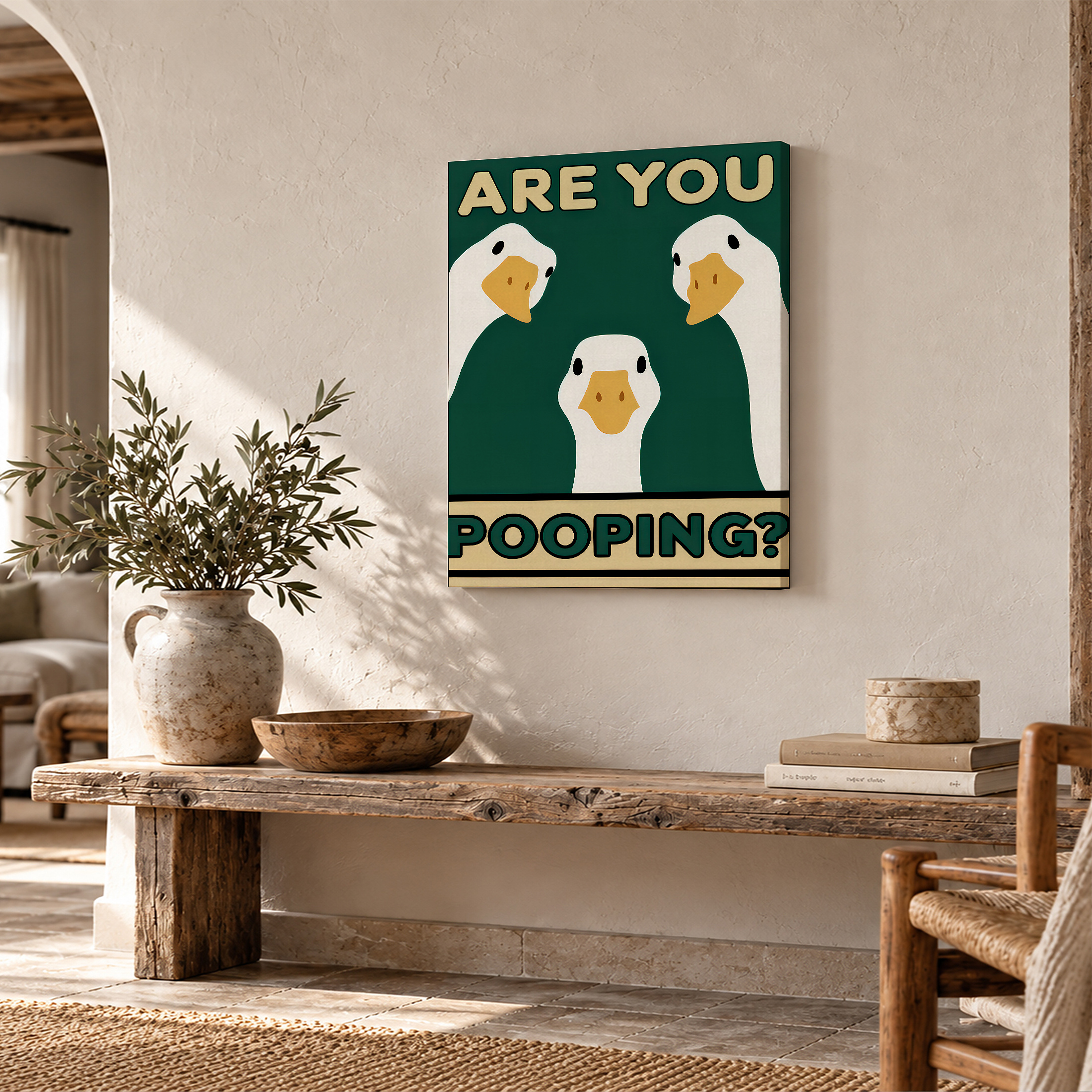 Duck Meme Humor Framed Canvas Wall Art - Ready to Hang - Image 2