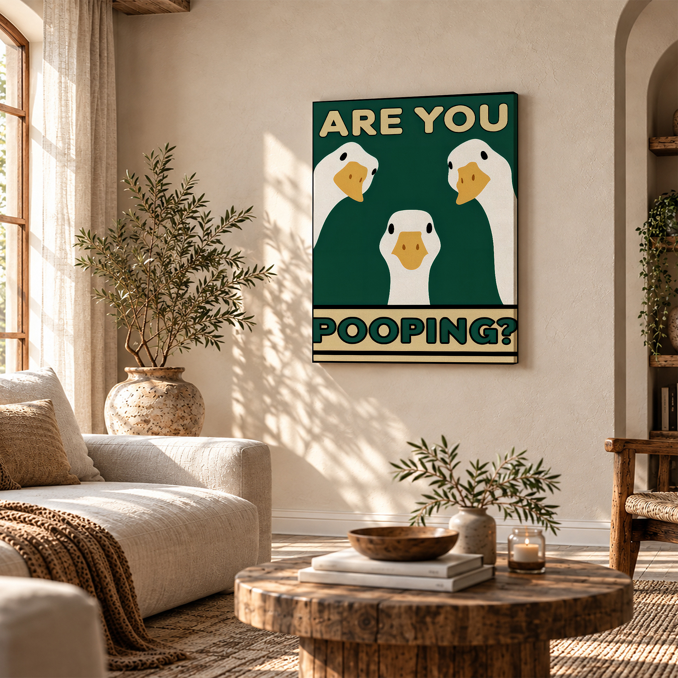 Duck Meme Humor Framed Canvas Wall Art - Ready to Hang - Image 4