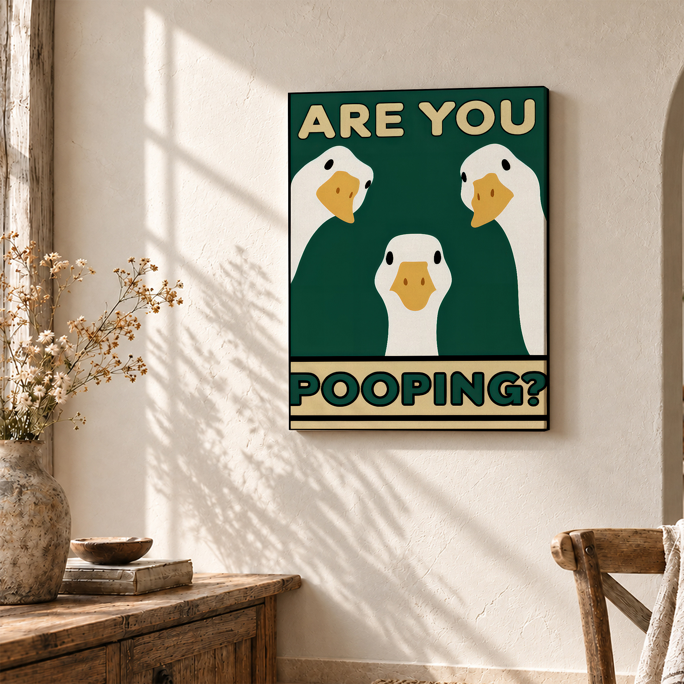 Duck Meme Humor Framed Canvas Wall Art - Ready to Hang - Image 3