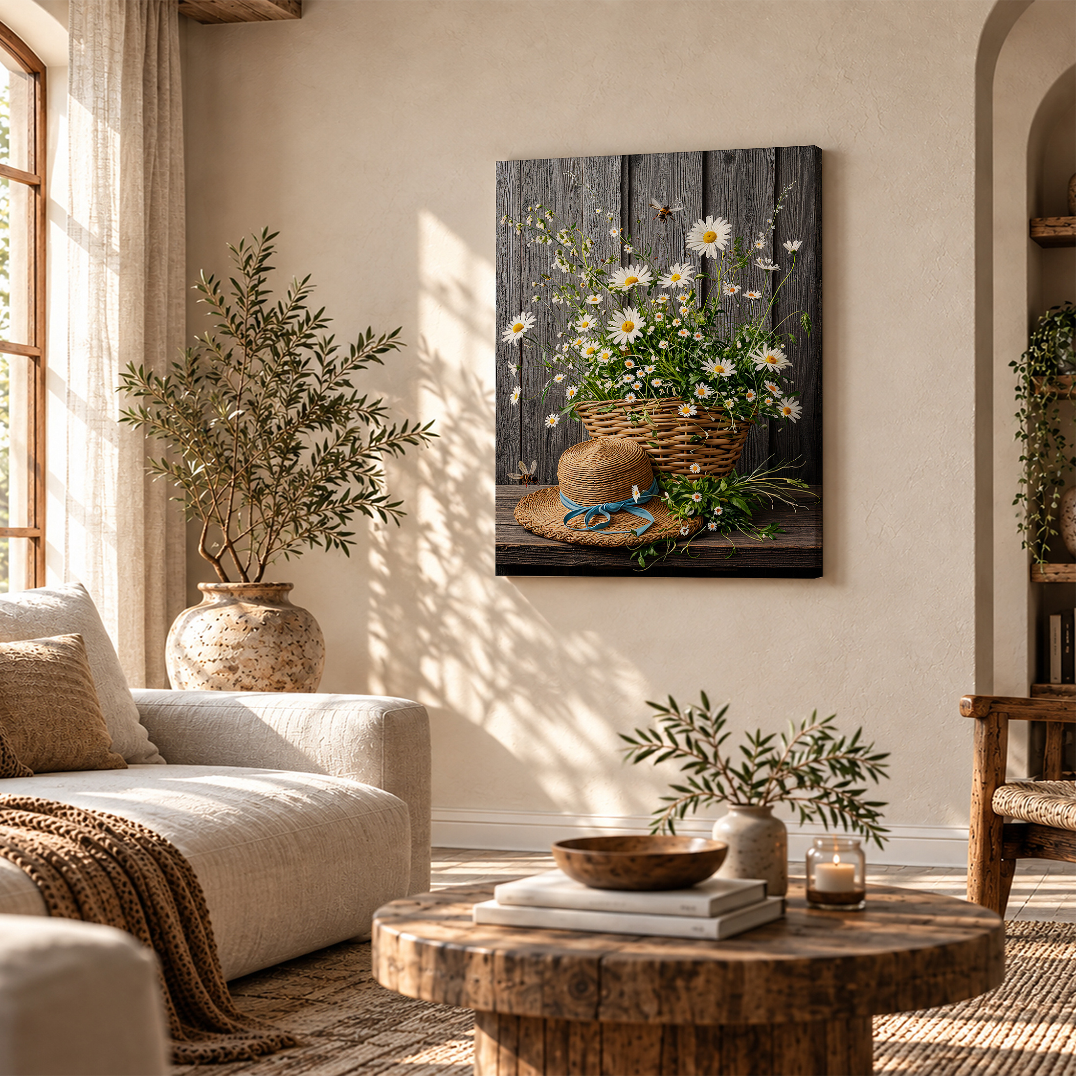 Rustic Garden Daisies Framed Canvas Wall Art | Ready to Hang - Image 4