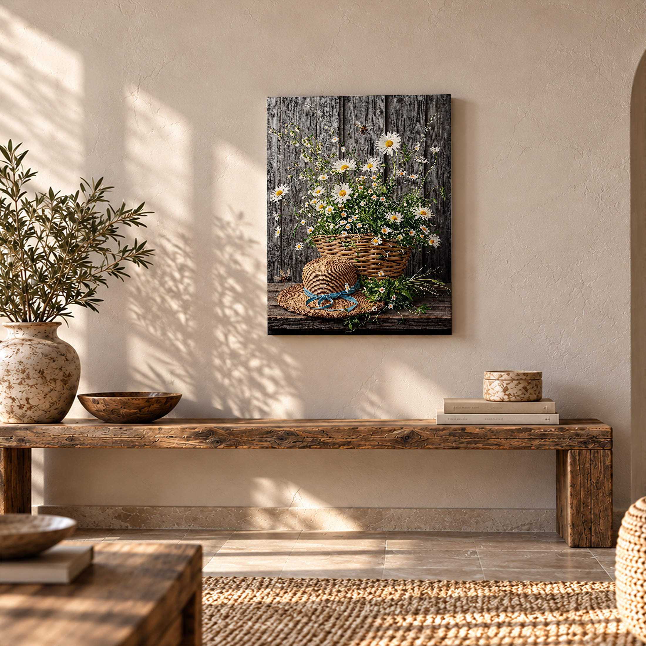 Rustic Garden Daisies Framed Canvas Wall Art | Ready to Hang - Image 5