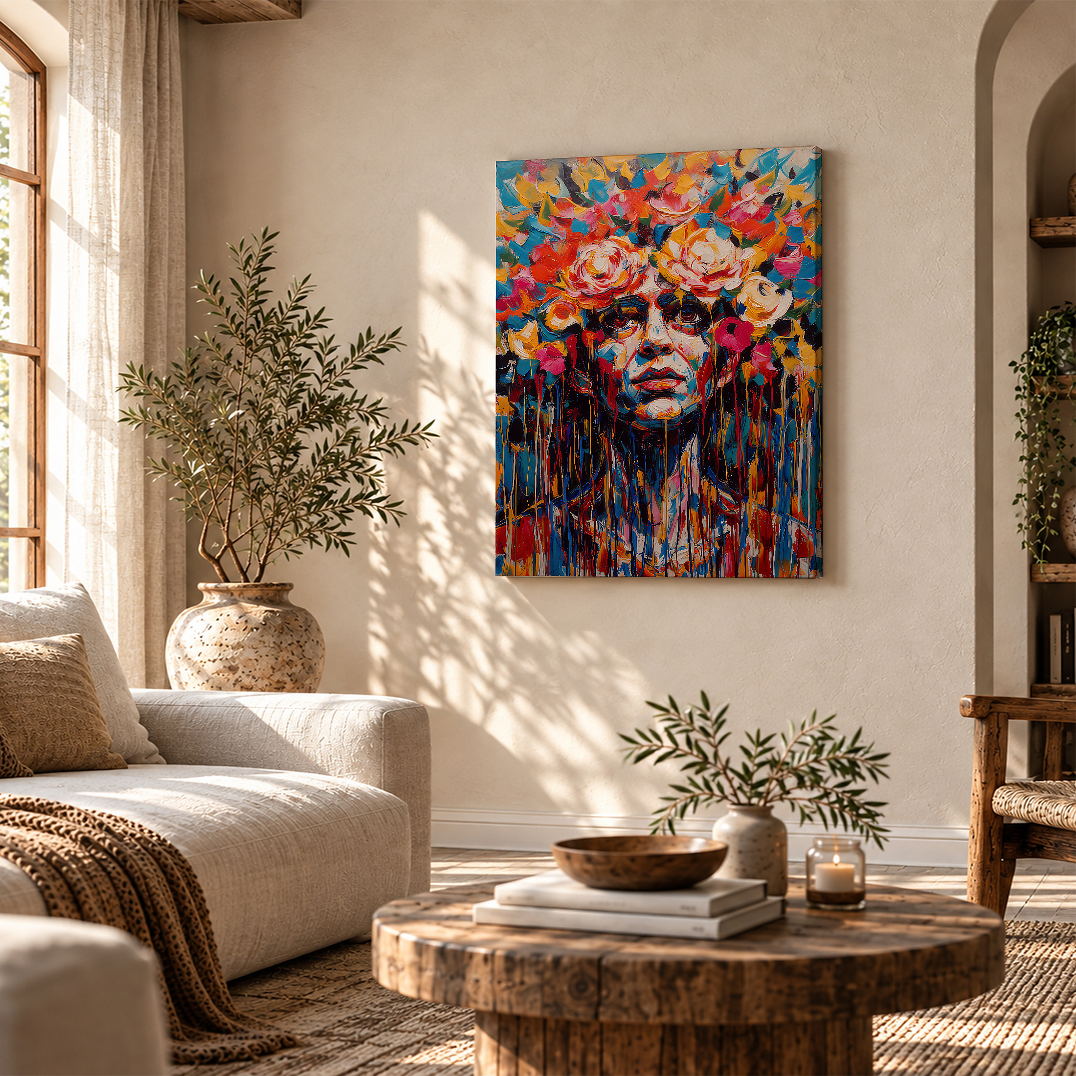 Vibrant Floral Portrait Framed Canvas Wall Art - Image 4