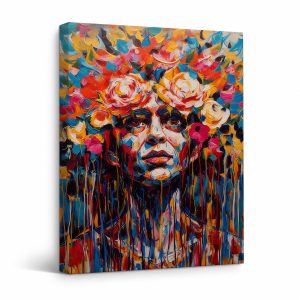 Vibrant Floral Portrait Framed Canvas Wall Art