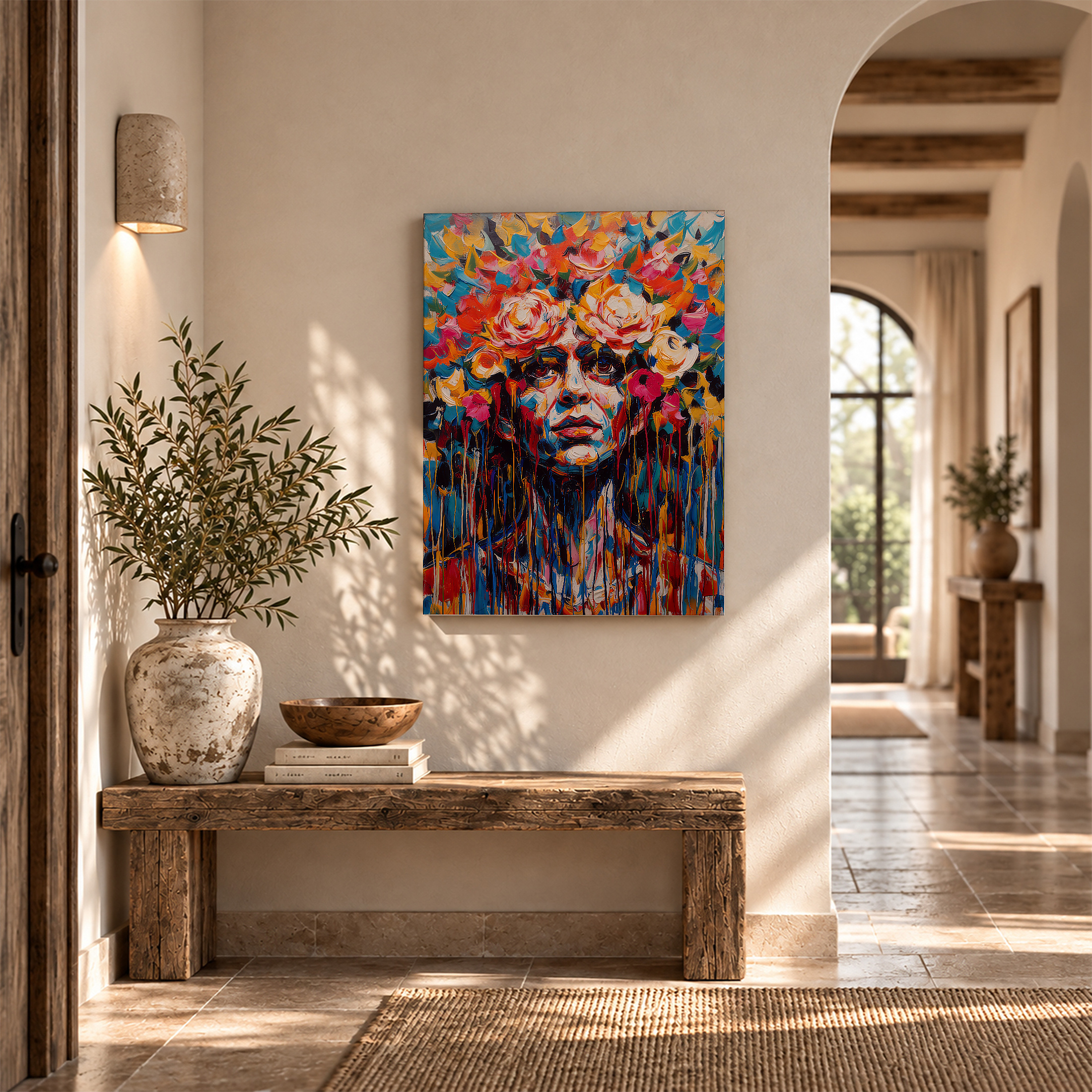 Vibrant Floral Portrait Framed Canvas Wall Art - Image 6