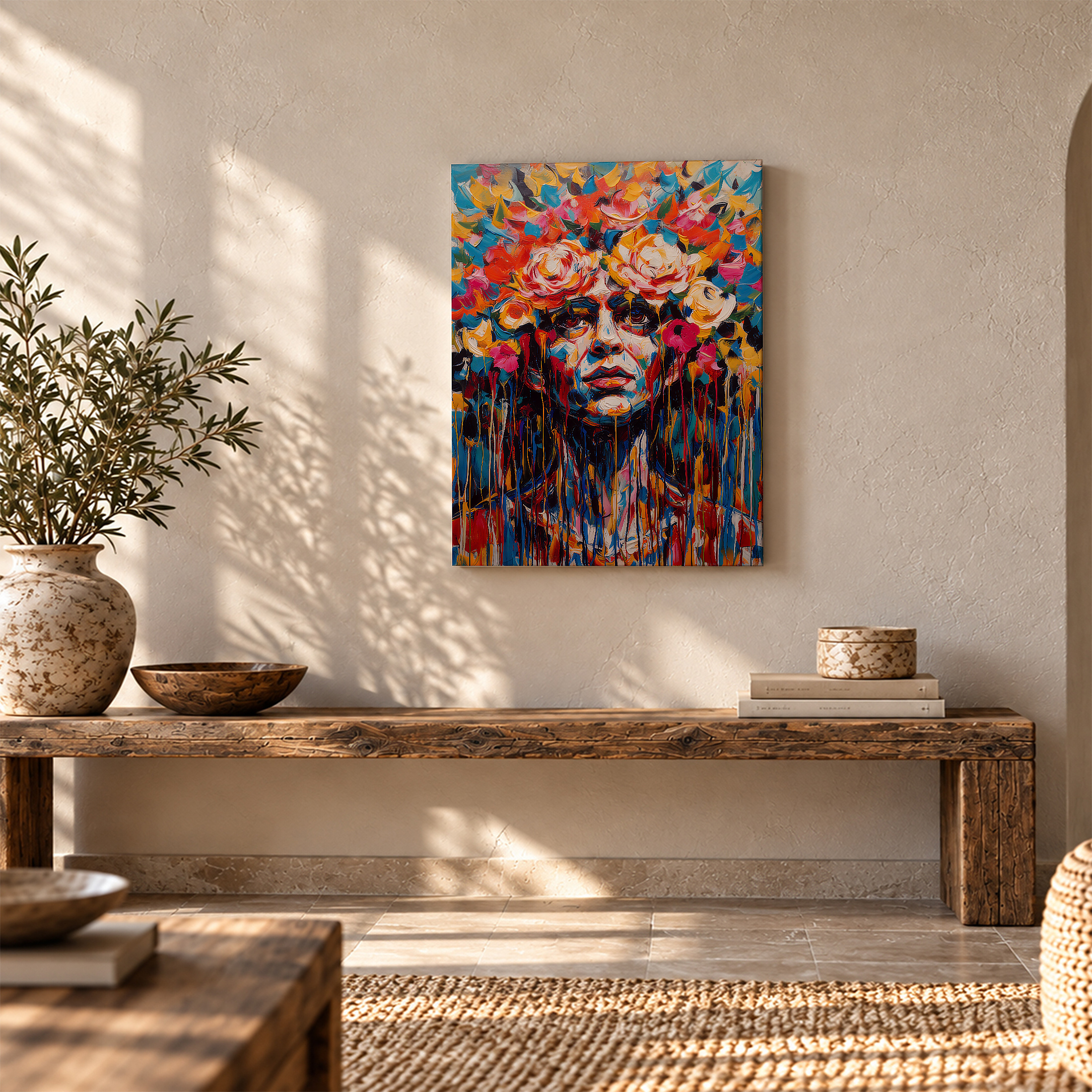 Vibrant Floral Portrait Framed Canvas Wall Art - Image 5