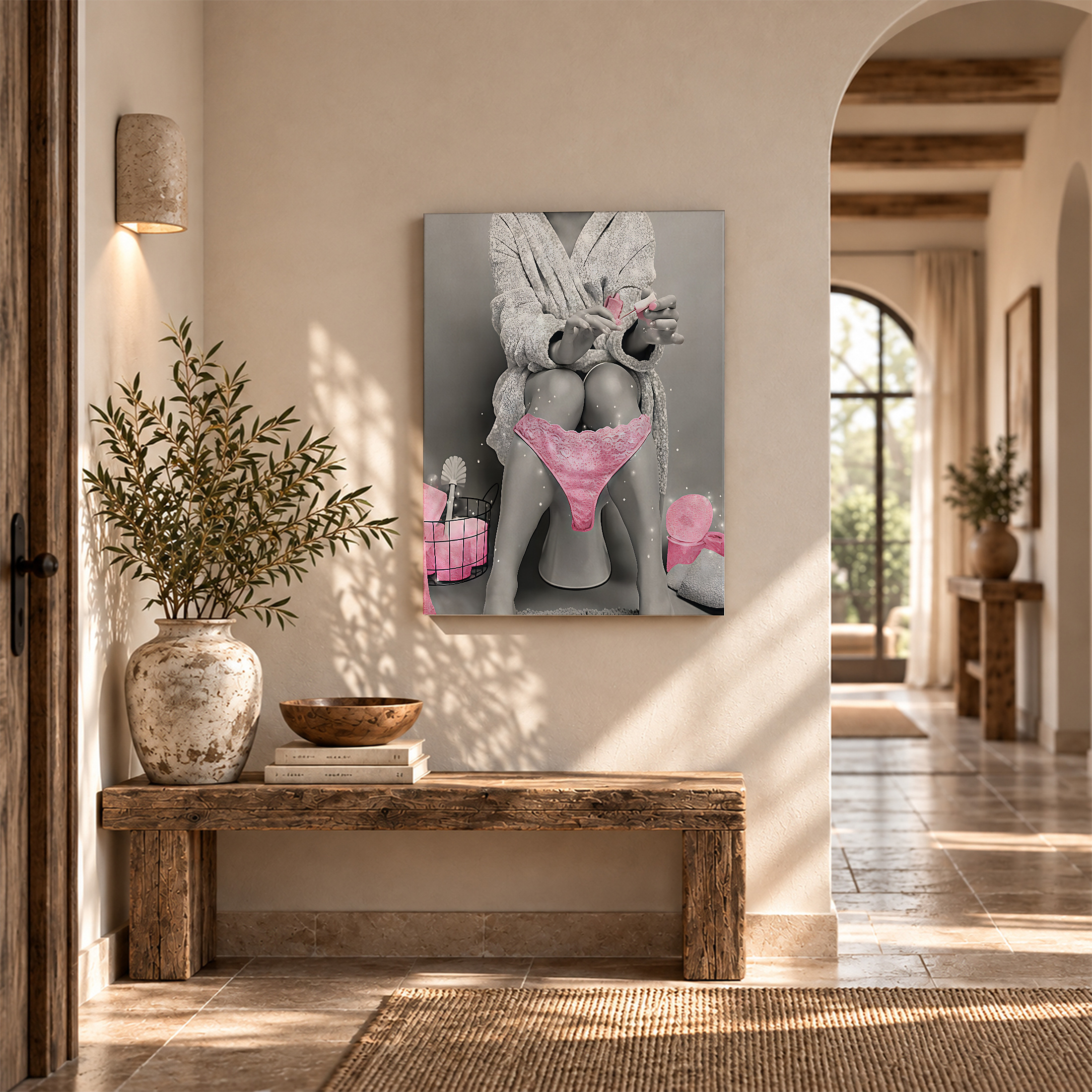 Pink Intimate Glamour Framed Canvas Wall Art - Ready to Hang - Image 6