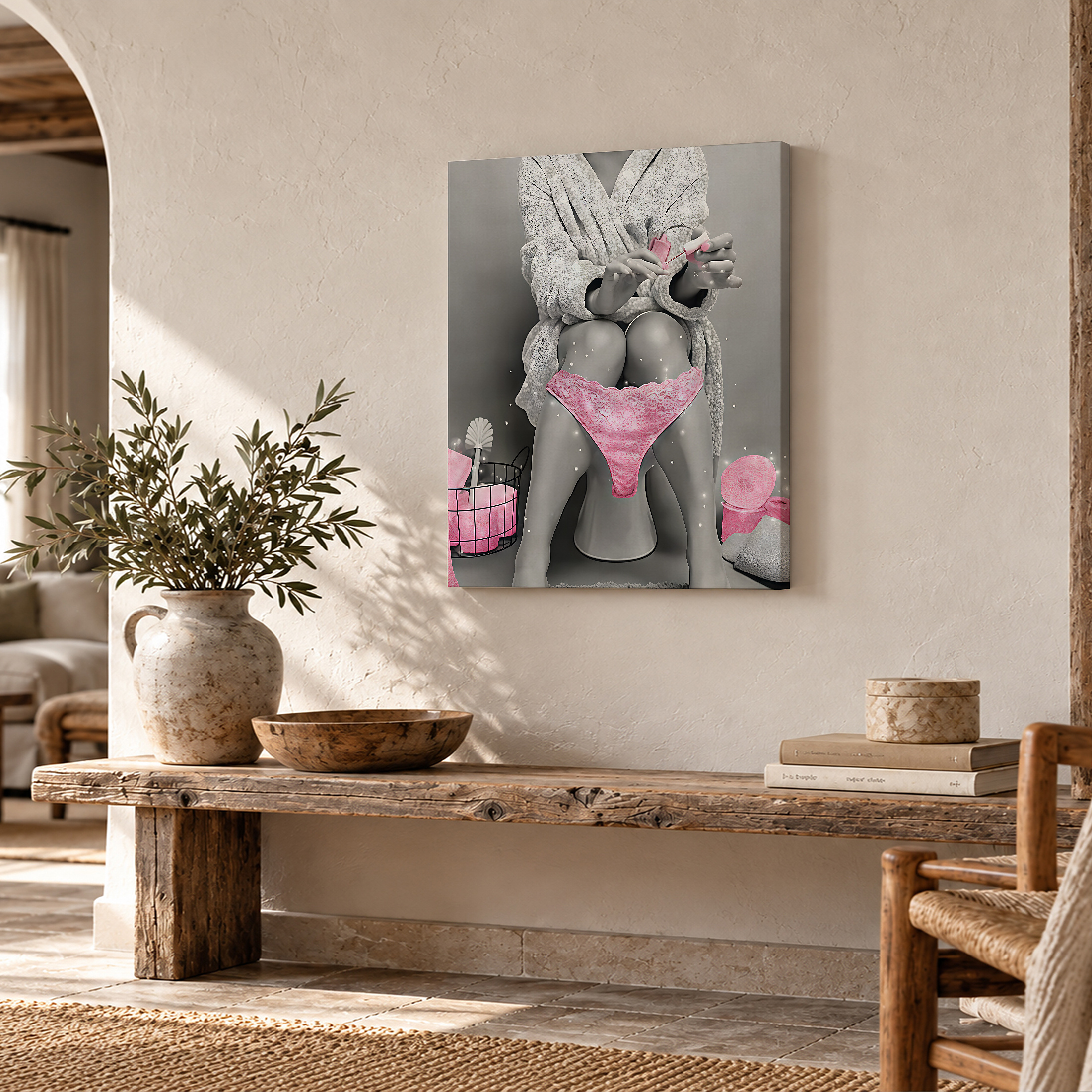 Pink Intimate Glamour Framed Canvas Wall Art - Ready to Hang - Image 2