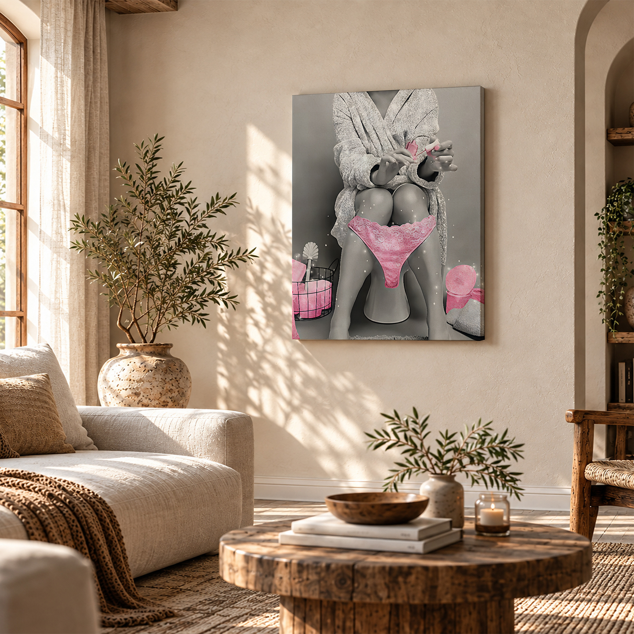 Pink Intimate Glamour Framed Canvas Wall Art - Ready to Hang - Image 4