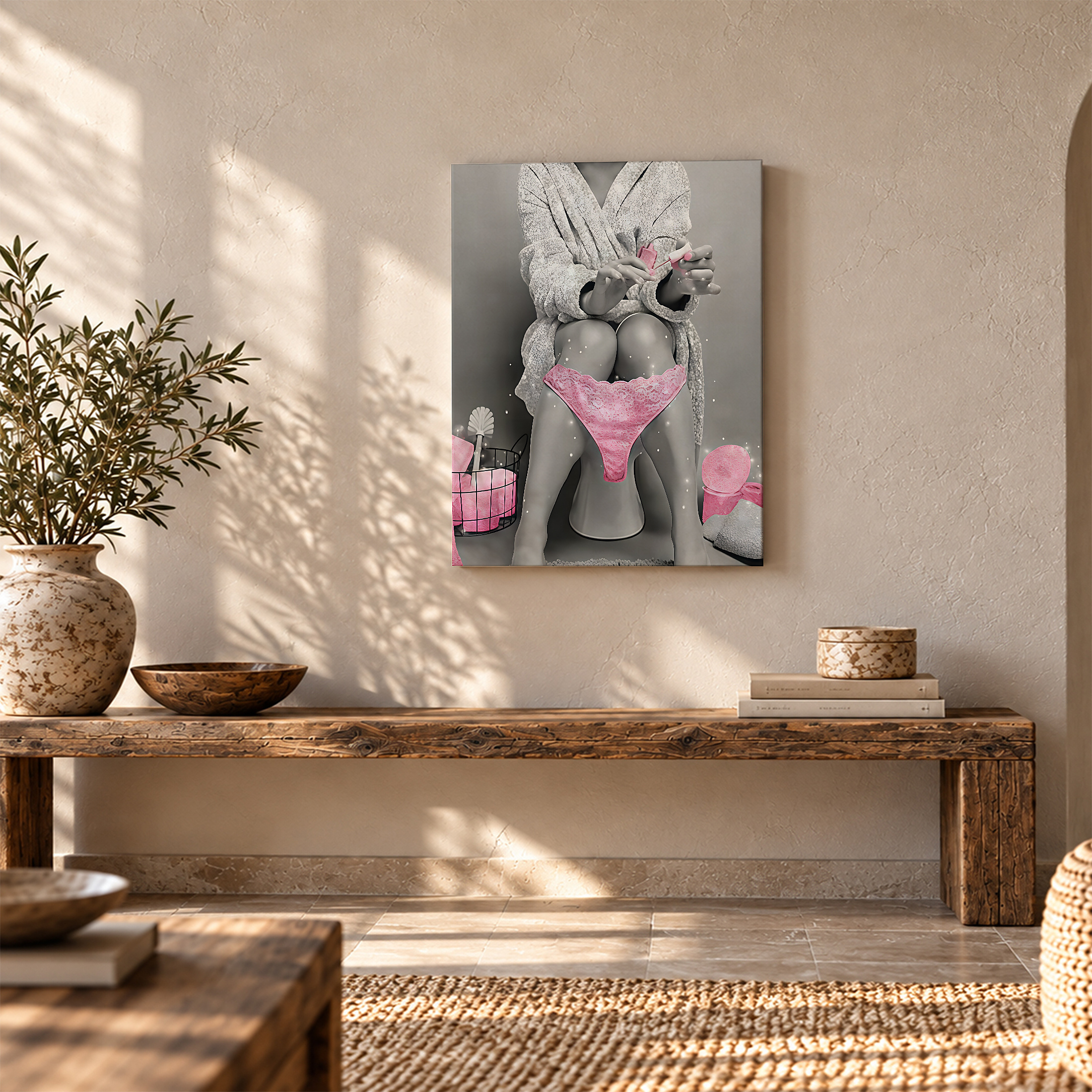 Pink Intimate Glamour Framed Canvas Wall Art - Ready to Hang - Image 5
