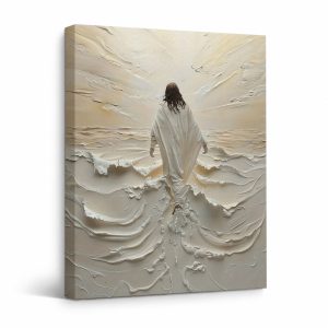 Jesus Walking on Water Serene Spiritual Framed Canvas Wall Art