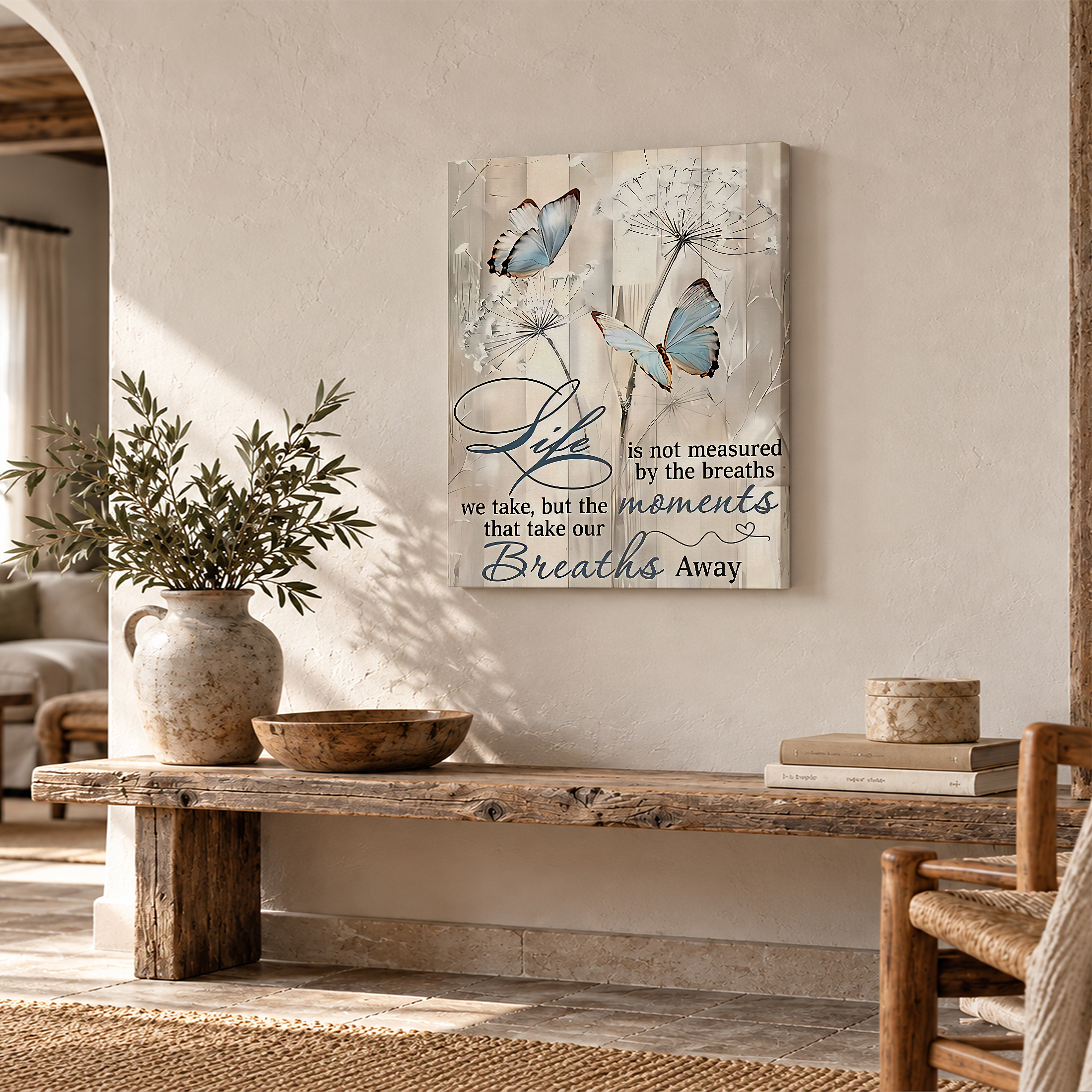 Butterfly & Dandelion Life Quote Framed Canvas Wall Art - Serene Home Decor - Image 2