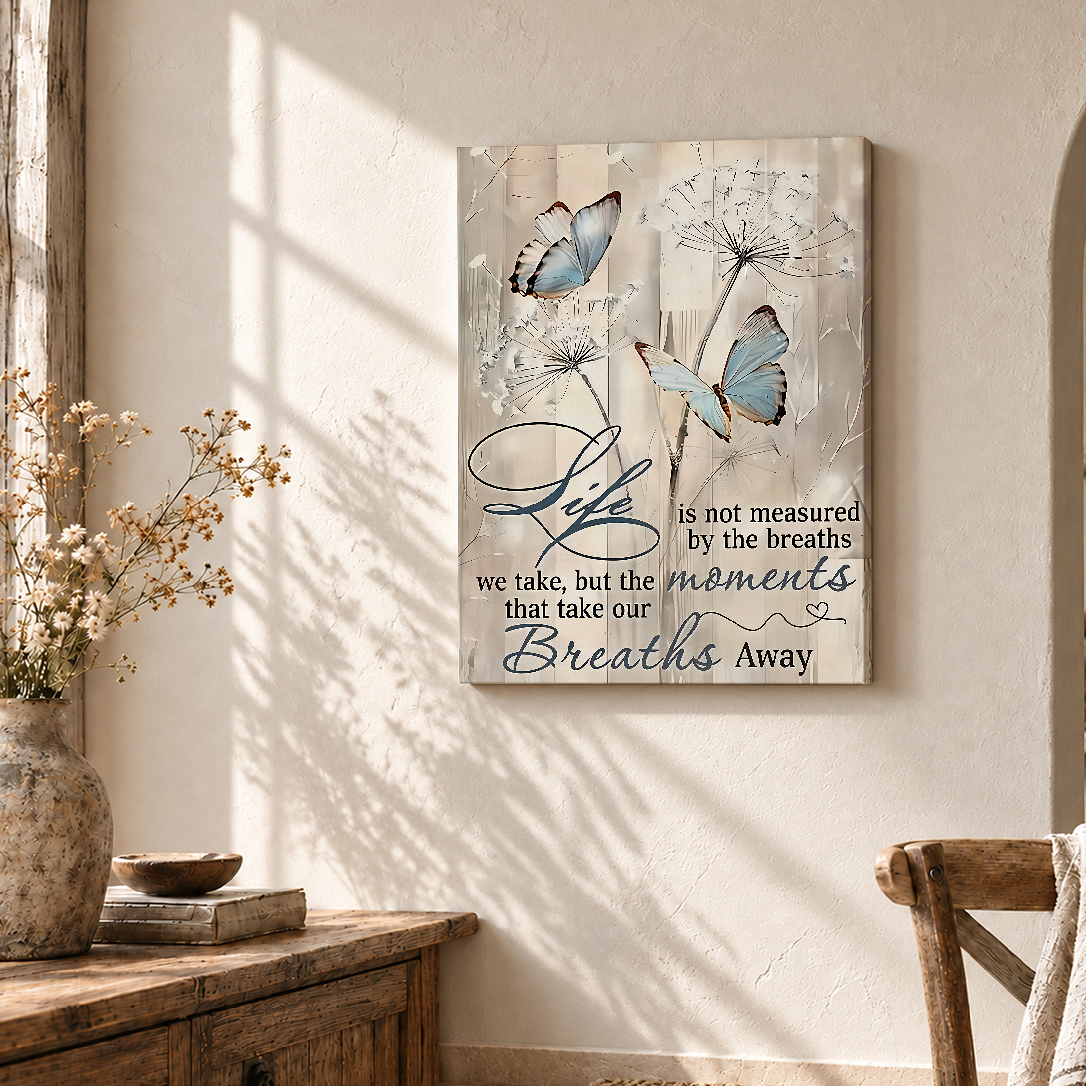 Butterfly & Dandelion Life Quote Framed Canvas Wall Art - Serene Home Decor - Image 3