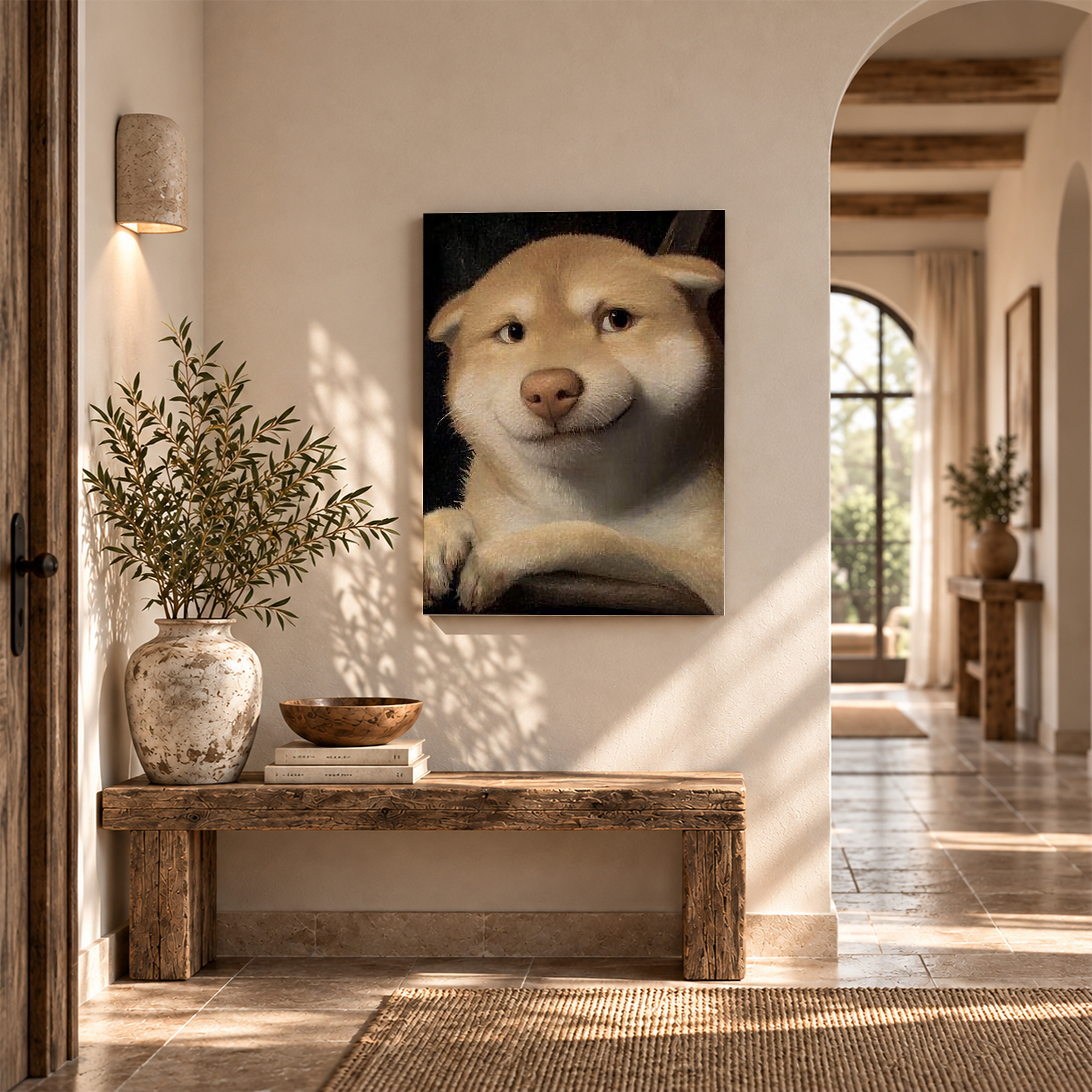Mona Lisa Inspired Shiba Inu Dog Framed Canvas Wall Art - Image 6