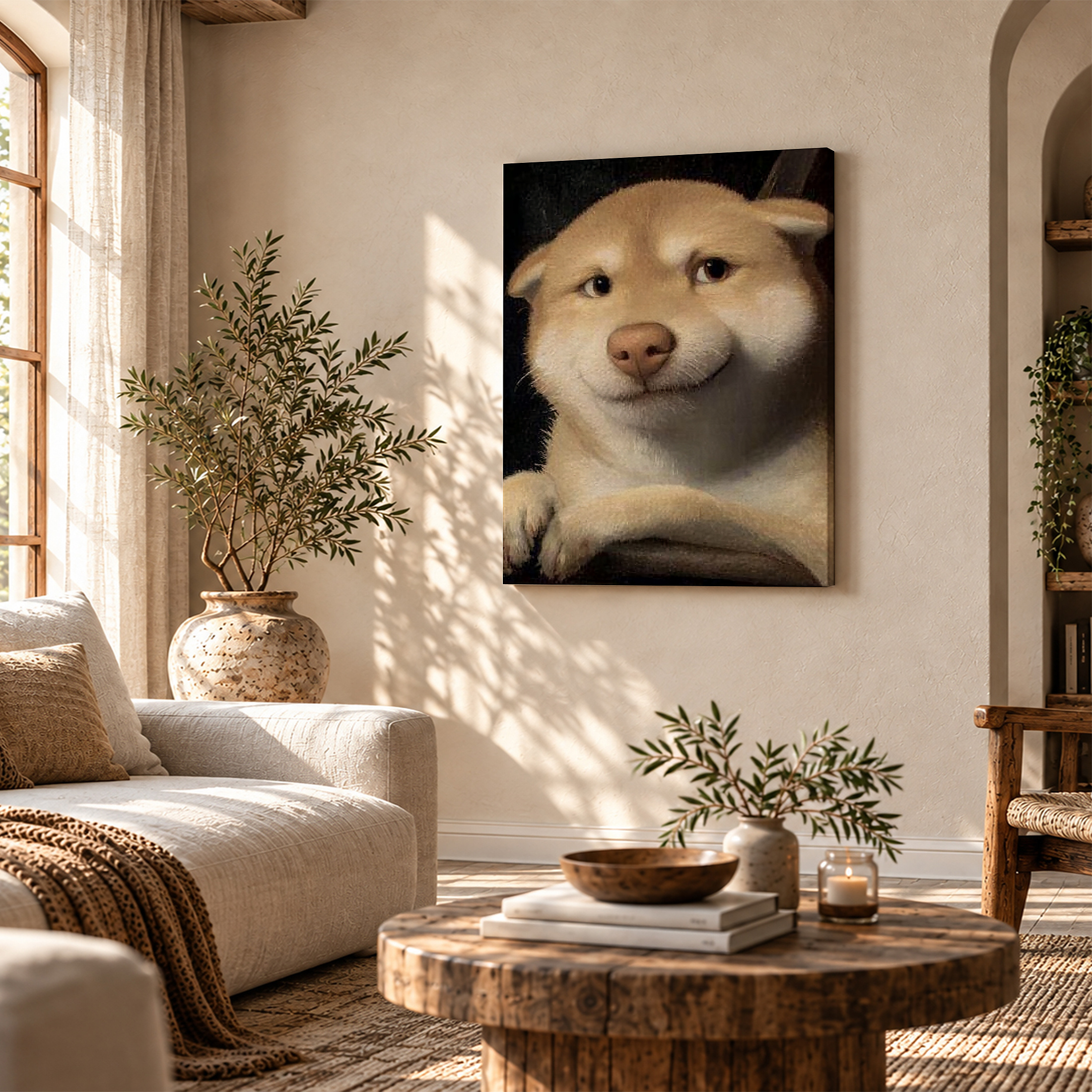 Mona Lisa Inspired Shiba Inu Dog Framed Canvas Wall Art - Image 4