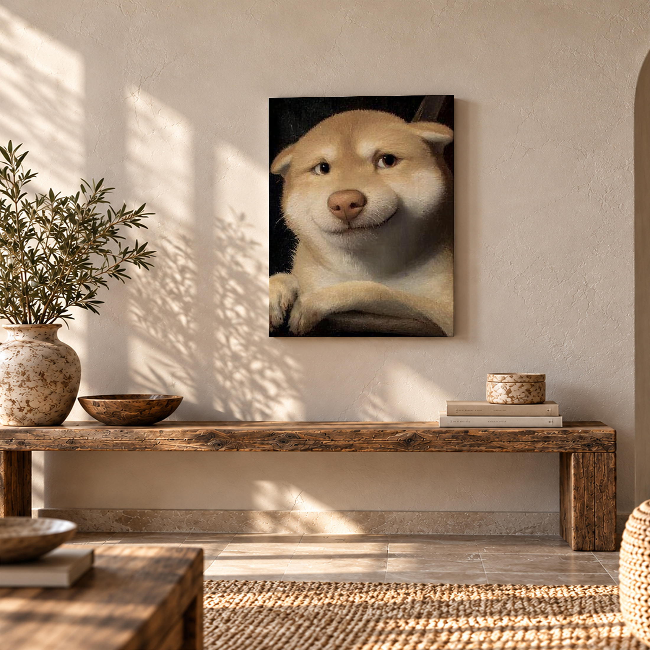 Mona Lisa Inspired Shiba Inu Dog Framed Canvas Wall Art - Image 5