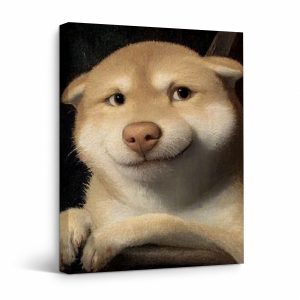 Mona Lisa Inspired Shiba Inu Dog Framed Canvas Wall Art