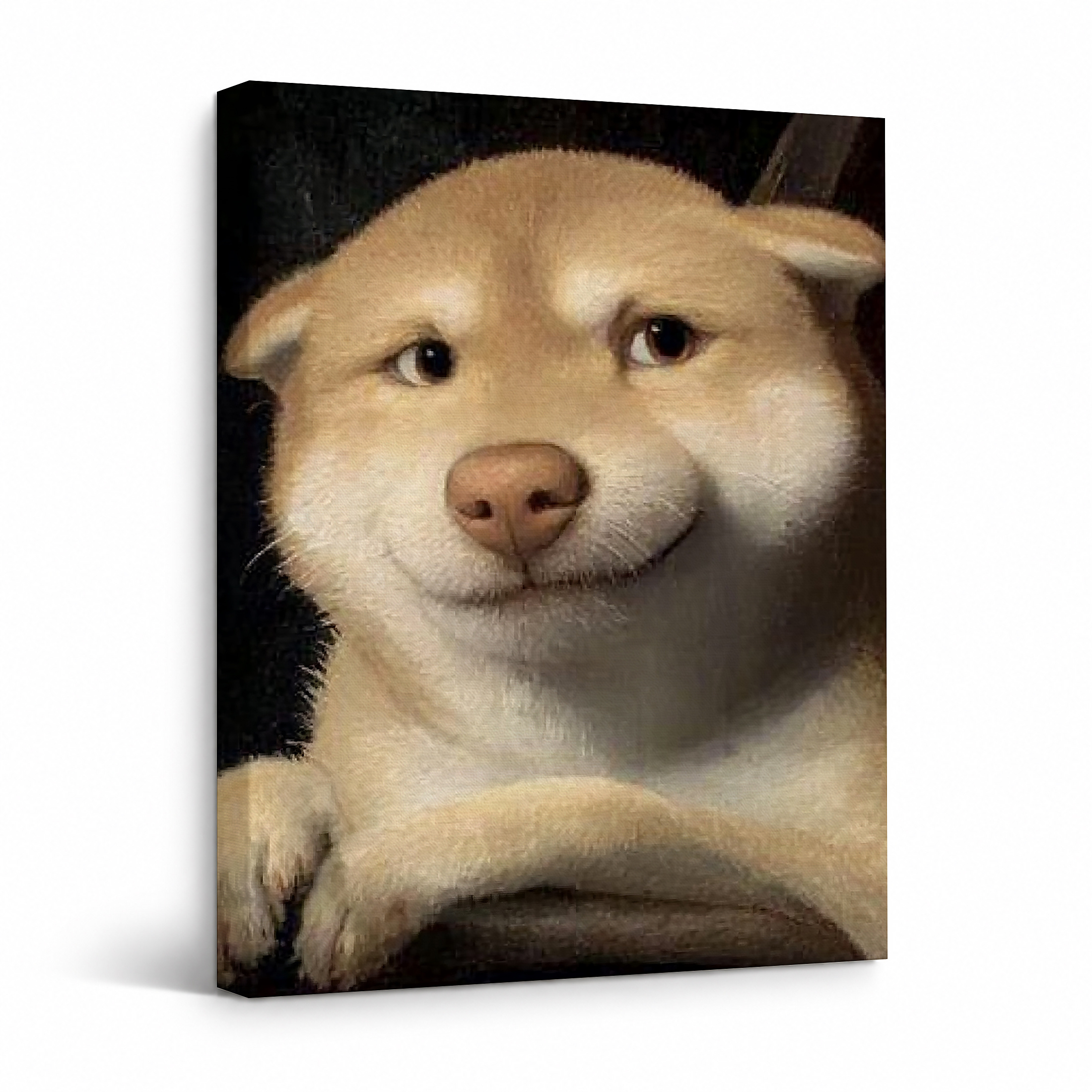 Mona Lisa Inspired Shiba Inu Dog Framed Canvas Wall Art