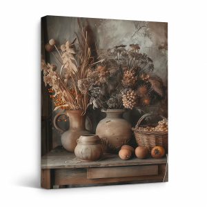 Rustic Dried Botanical Still Life Framed Canvas Wall Art
