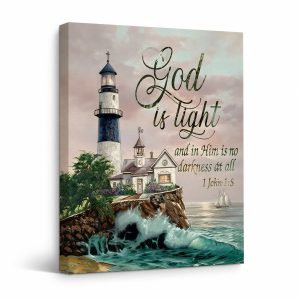 Lighthouse Spiritual Serenity Framed Canvas Wall Art Ready to Hang