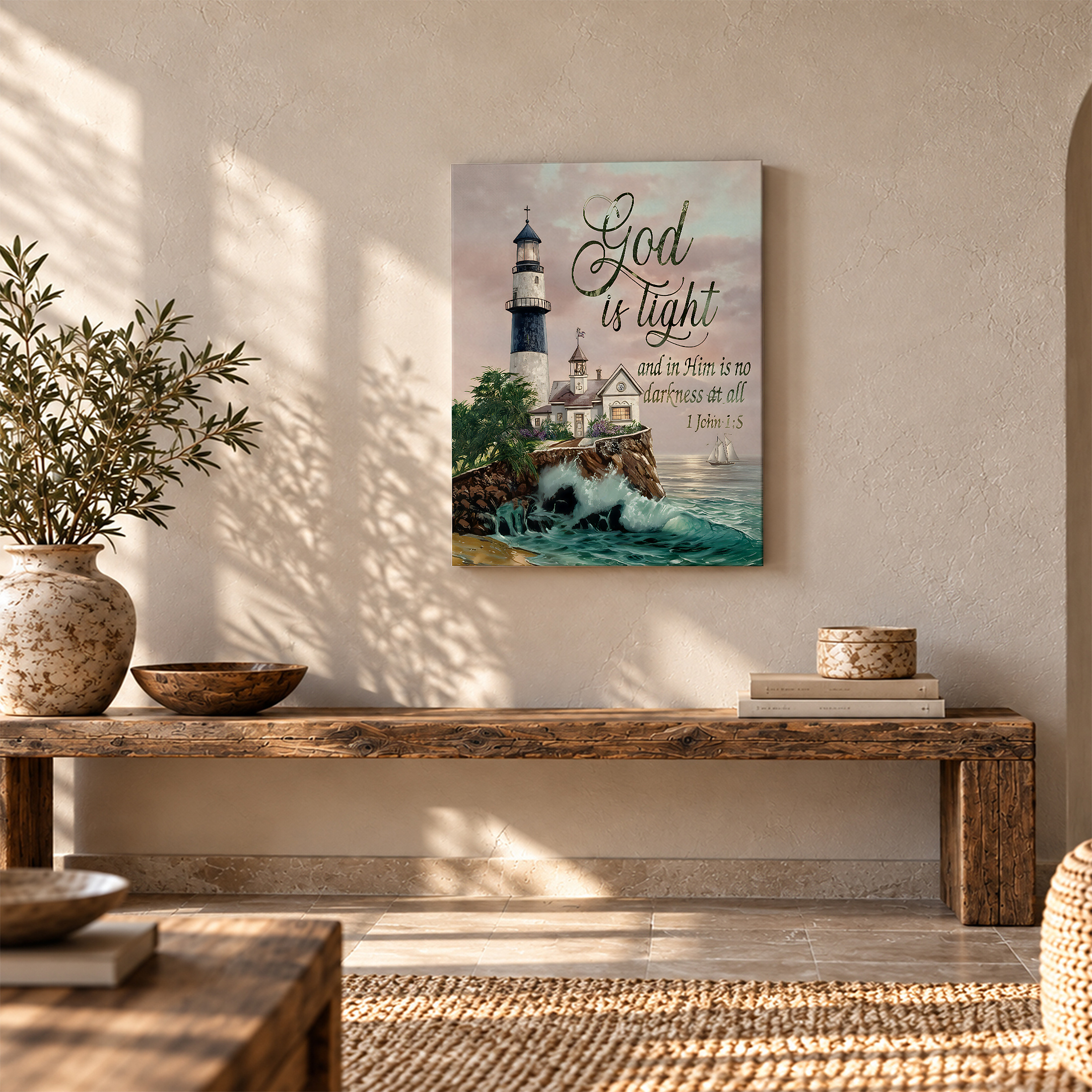 Lighthouse Spiritual Serenity Framed Canvas Wall Art Ready to Hang - Image 5