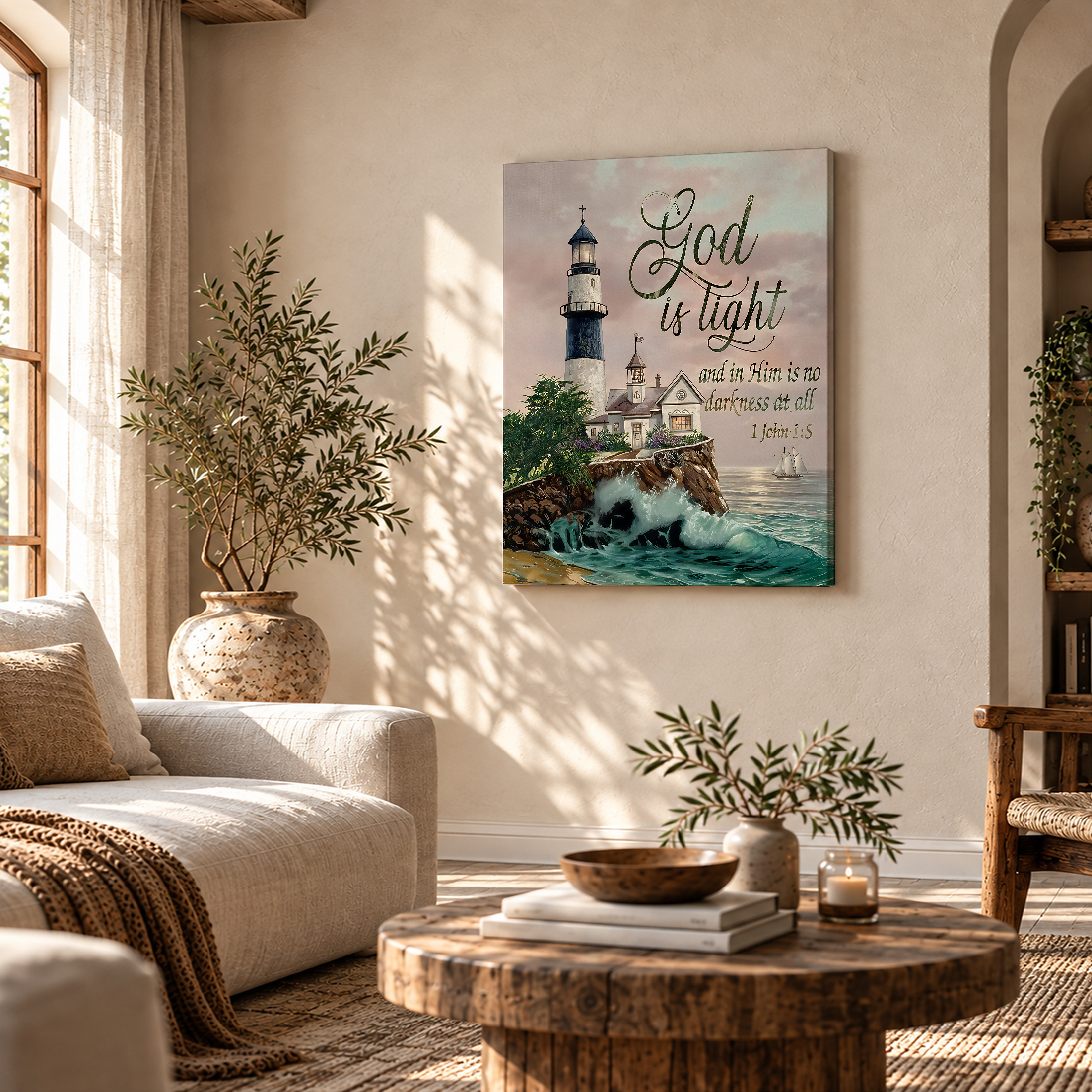 Lighthouse Spiritual Serenity Framed Canvas Wall Art Ready to Hang - Image 4
