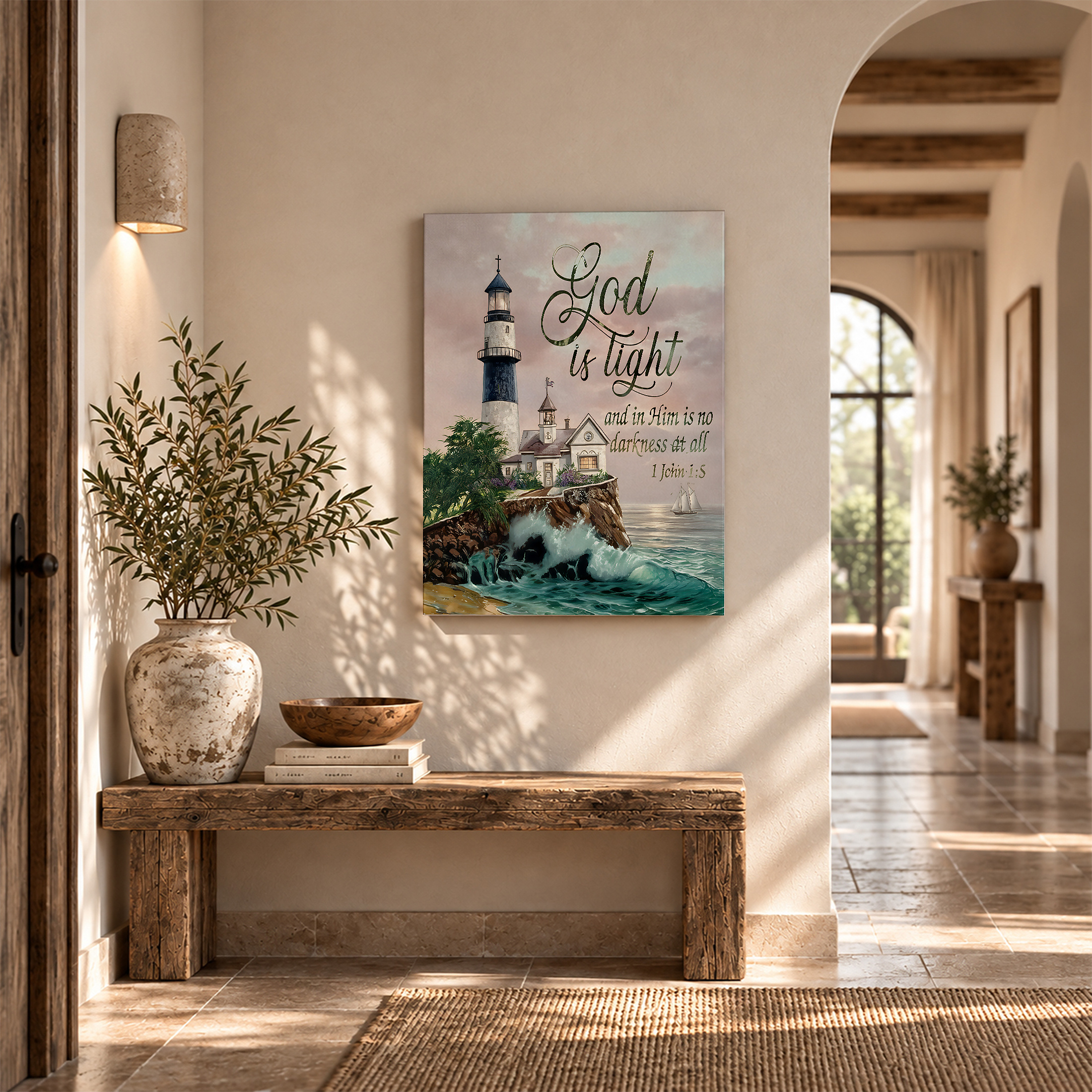 Lighthouse Spiritual Serenity Framed Canvas Wall Art Ready to Hang - Image 6