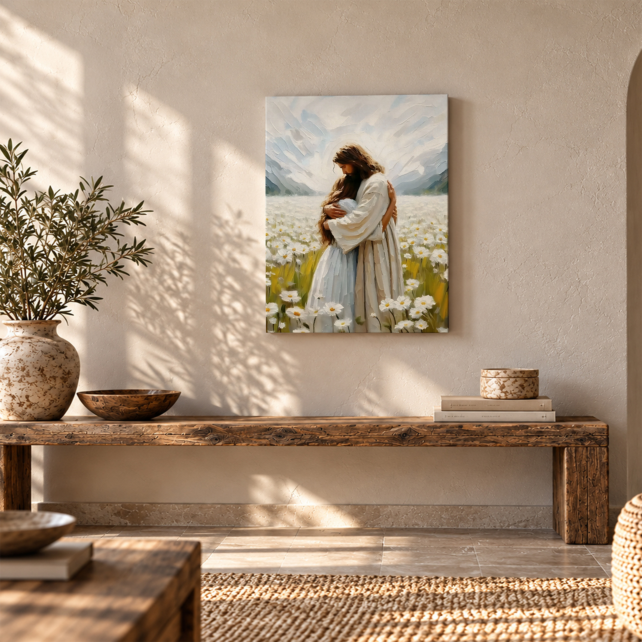 Serene Meadow Embrace Framed Canvas Wall Art - Ready to Hang - Image 5