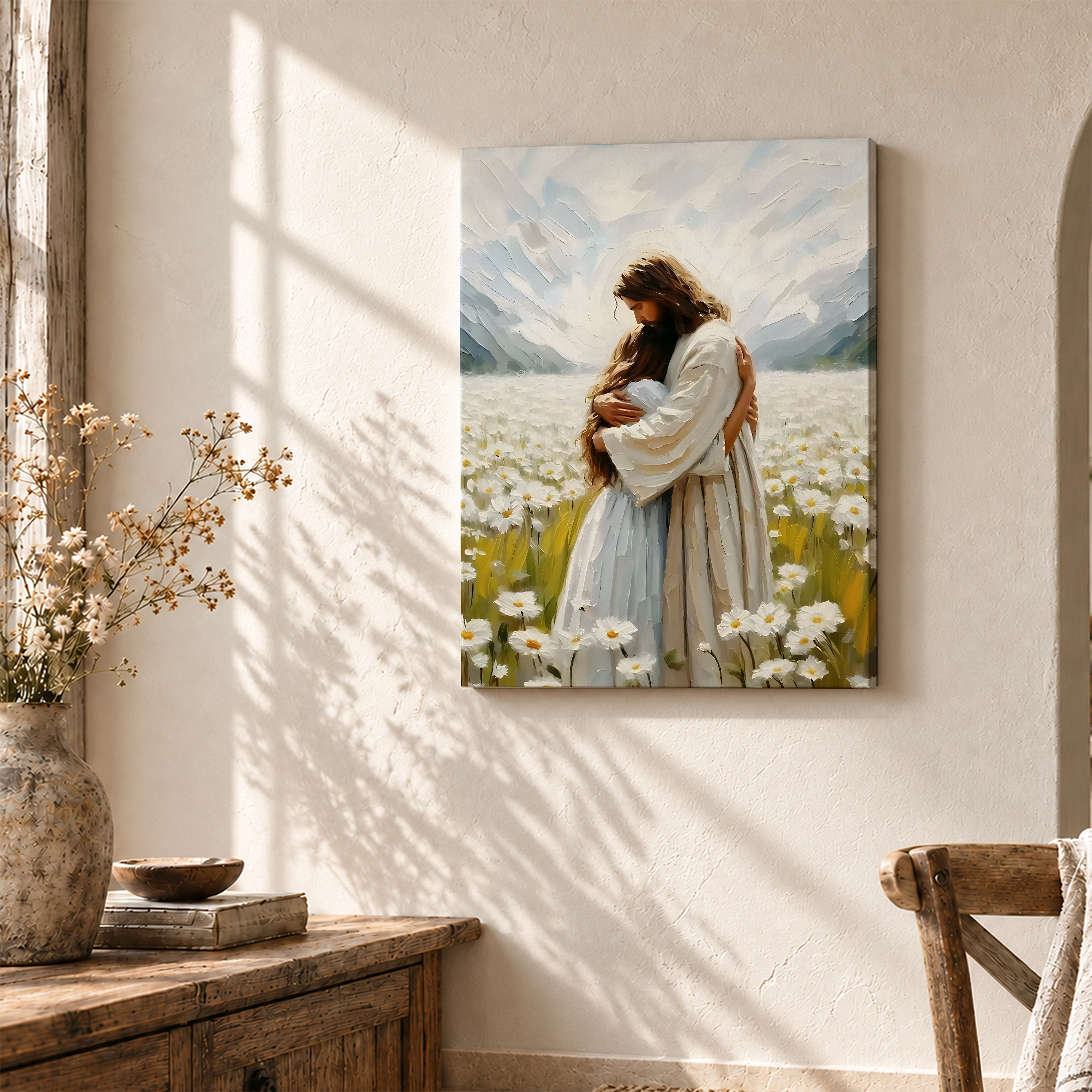 Serene Meadow Embrace Framed Canvas Wall Art - Ready to Hang - Image 3