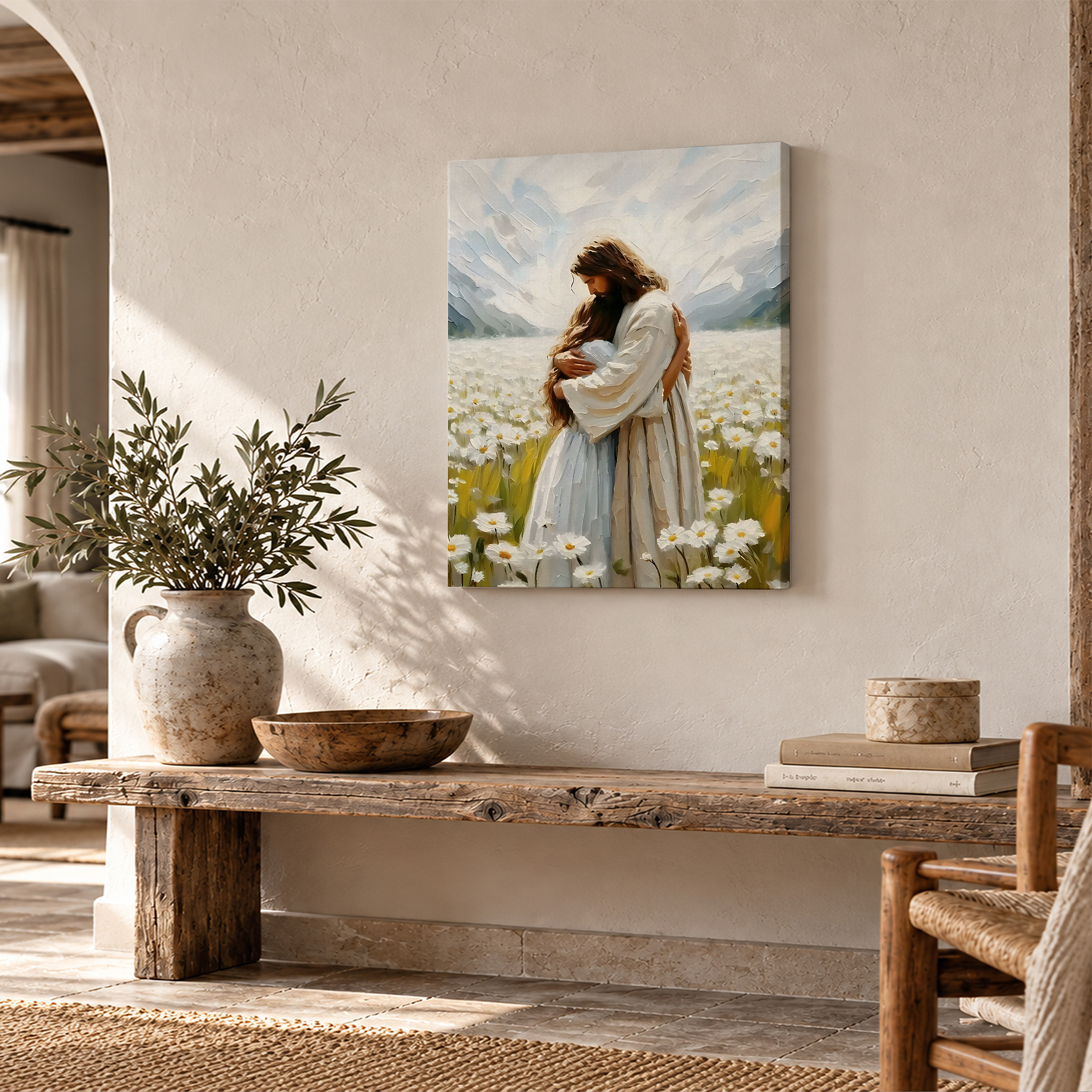 Serene Meadow Embrace Framed Canvas Wall Art - Ready to Hang - Image 2