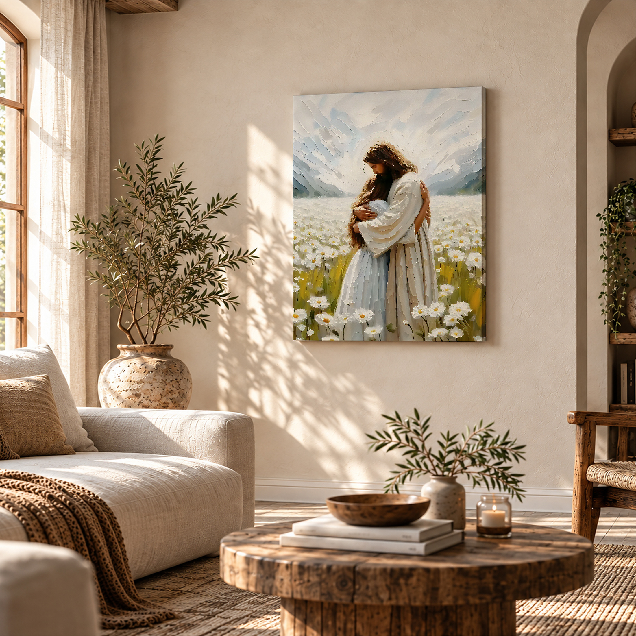 Serene Meadow Embrace Framed Canvas Wall Art - Ready to Hang - Image 4