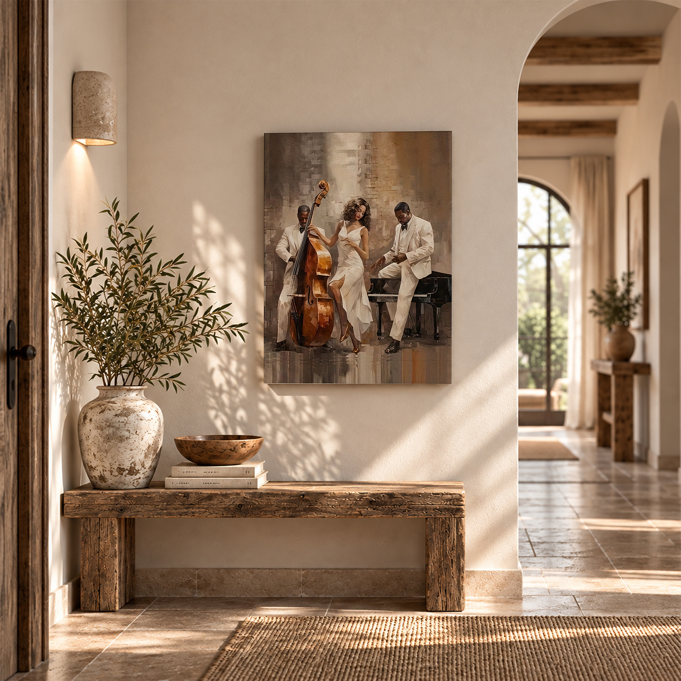 Jazz Trio Elegance Framed Canvas Wall Art - Ready to Hang - Image 6