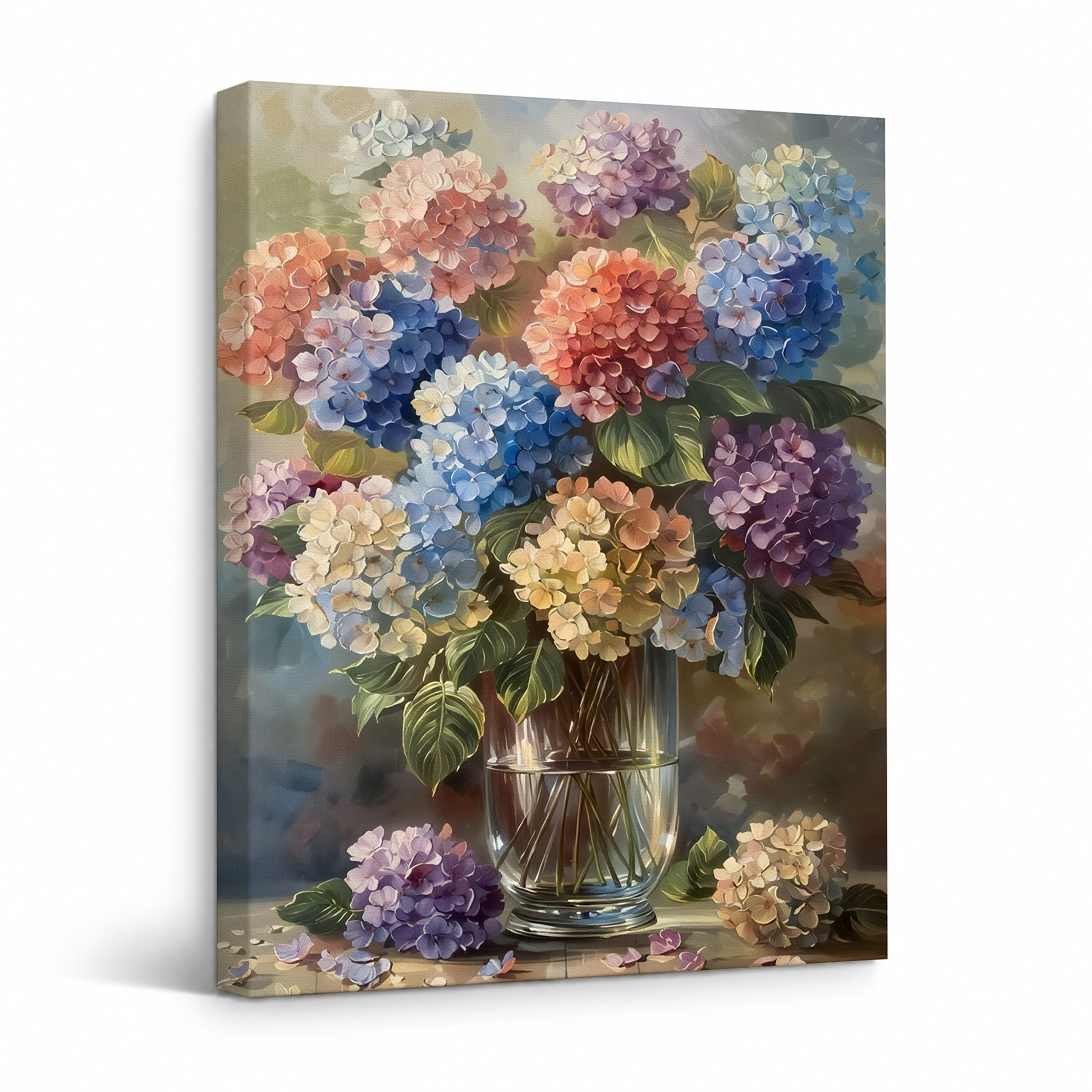 Colorful Hydrangea Bouquet Framed Canvas Wall Art Ready to Hang