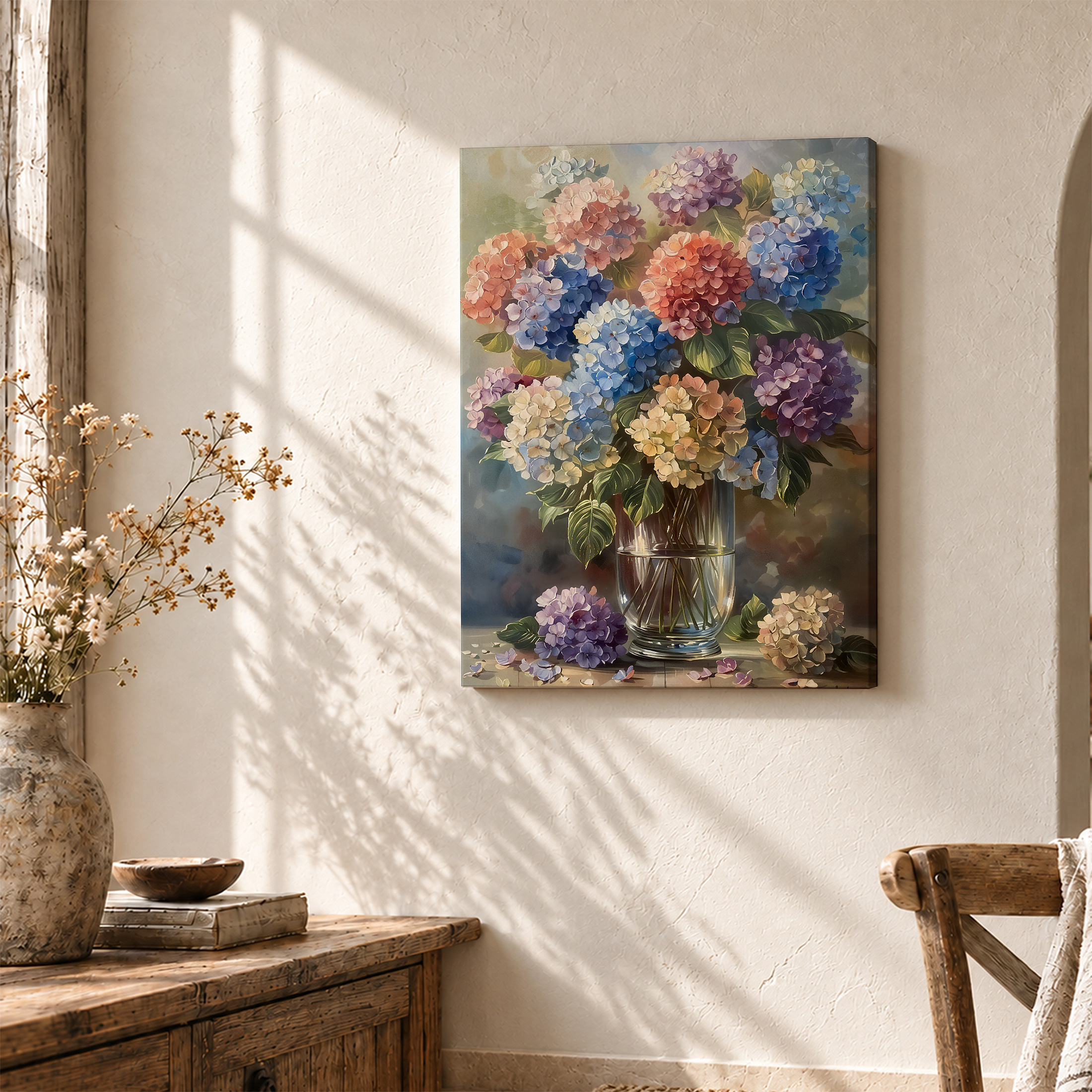 Colorful Hydrangea Bouquet Framed Canvas Wall Art Ready to Hang - Image 3