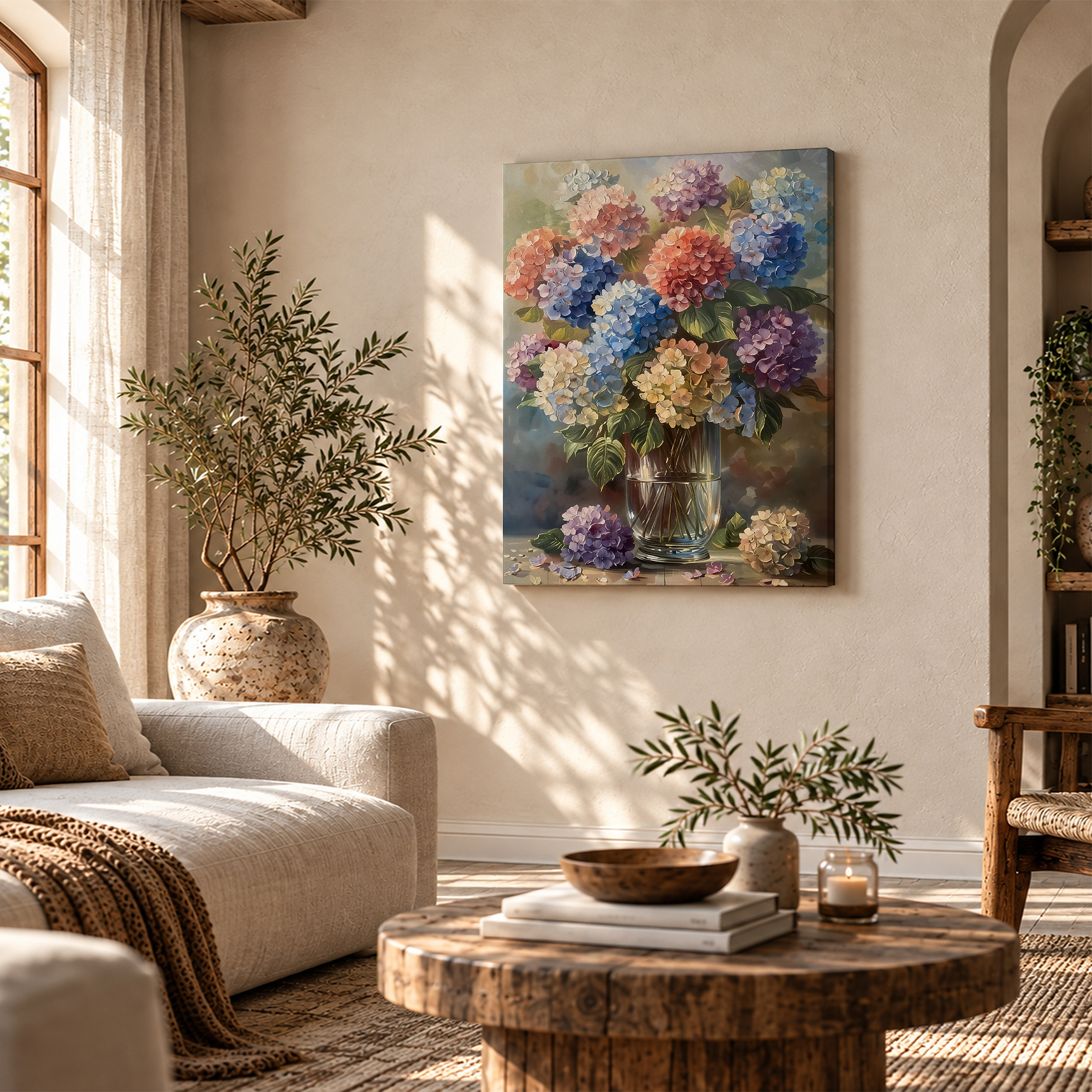 Colorful Hydrangea Bouquet Framed Canvas Wall Art Ready to Hang - Image 4