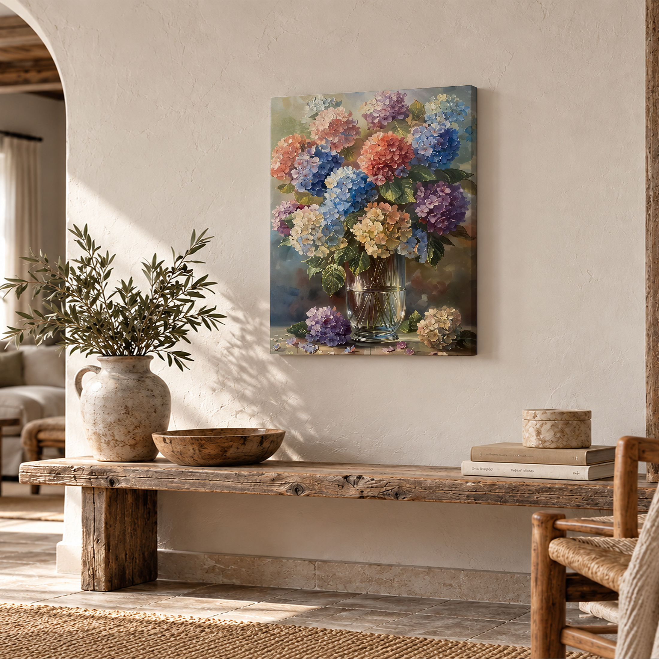 Colorful Hydrangea Bouquet Framed Canvas Wall Art Ready to Hang - Image 2