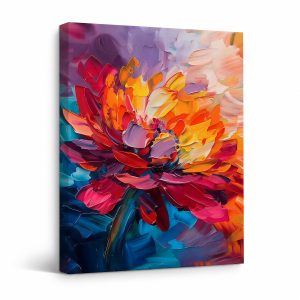 Vibrant Floral Abstract Framed Canvas Wall Art - Ready to Hang