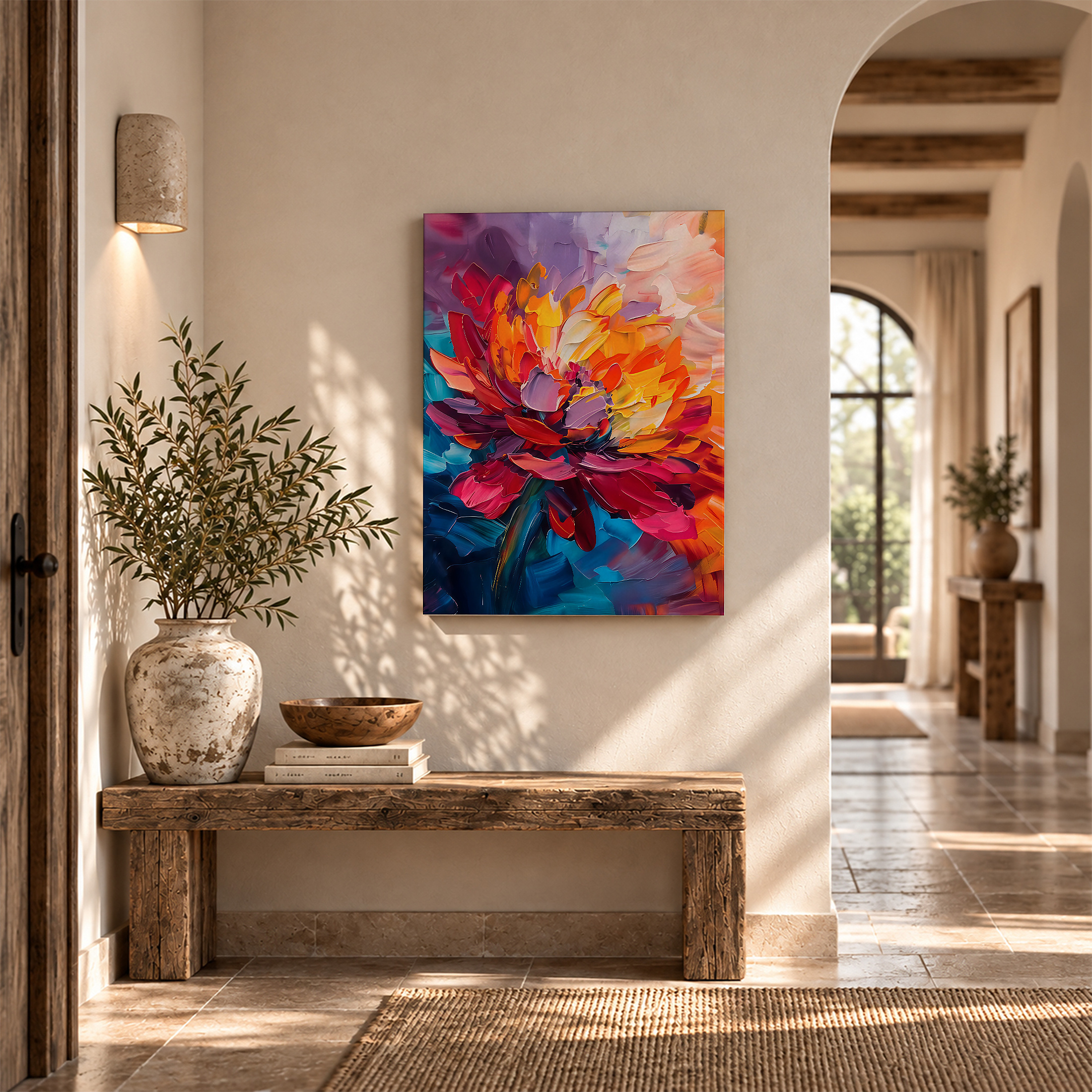 Vibrant Floral Abstract Framed Canvas Wall Art - Ready to Hang - Image 6