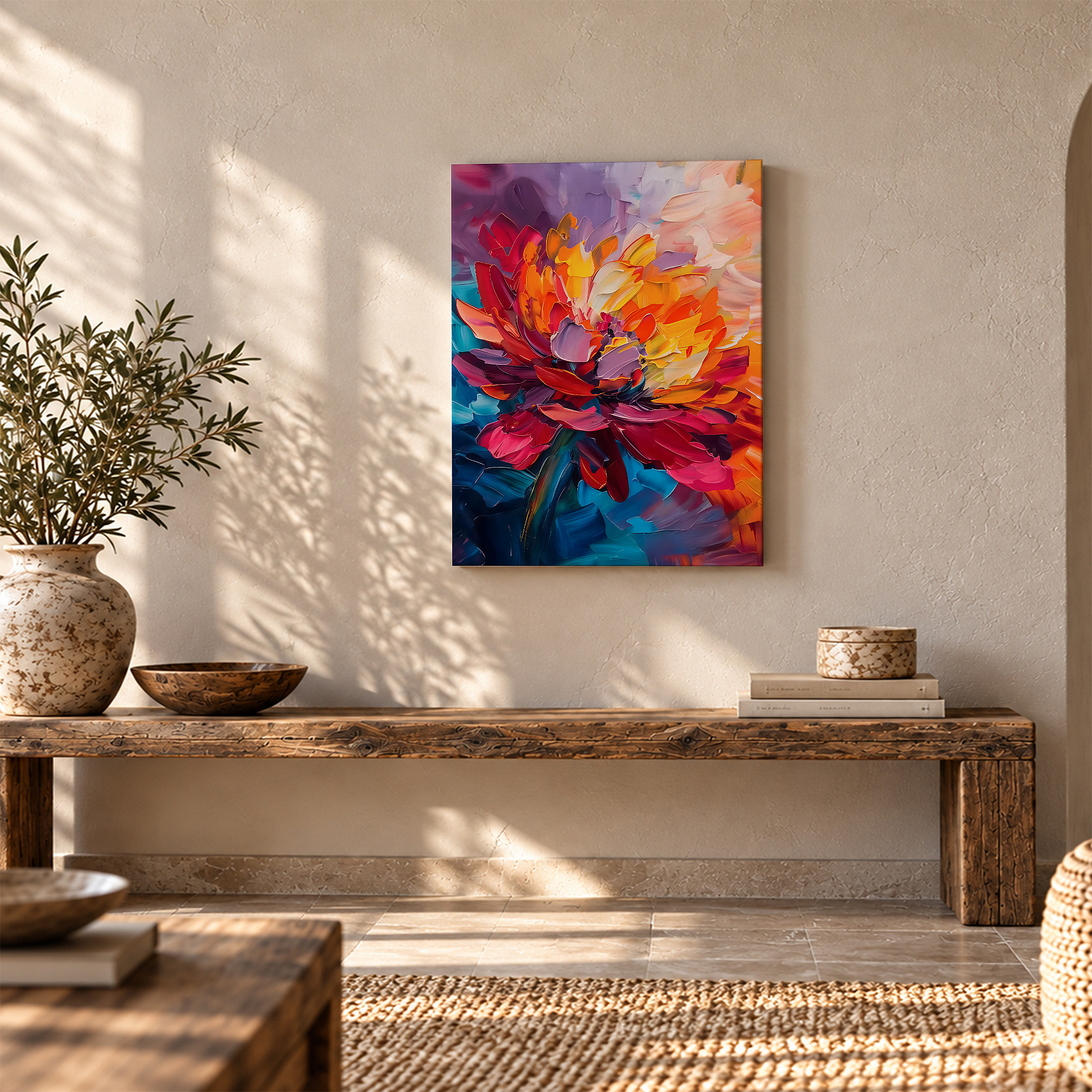 Vibrant Floral Abstract Framed Canvas Wall Art - Ready to Hang - Image 5