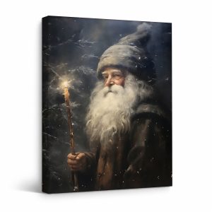 Winter Wizard Framed Canvas Wall Art - Mystical Snowy Forest Decor