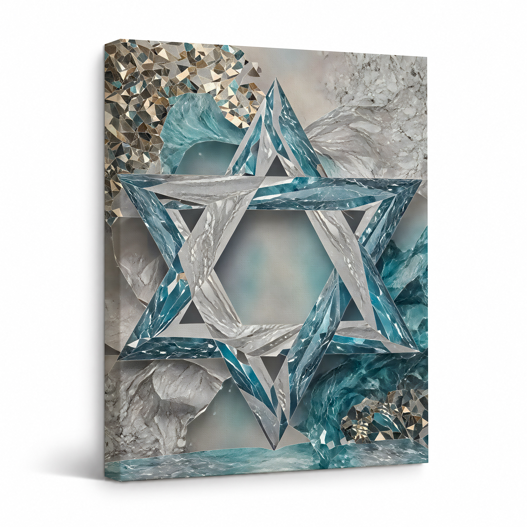 Crystal Star of David Framed Canvas Wall Art - Modern Home Decor