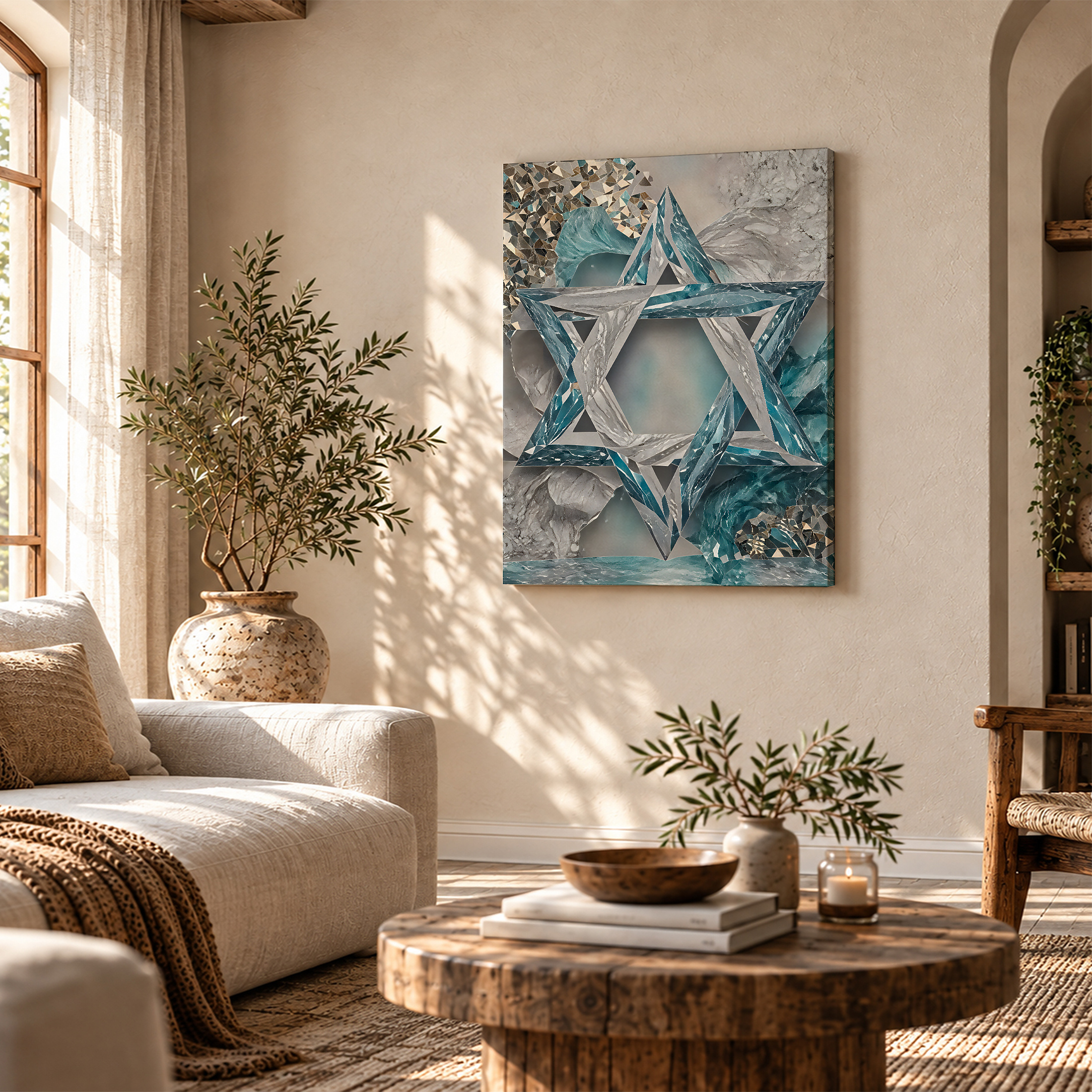 Crystal Star of David Framed Canvas Wall Art - Modern Home Decor - Image 4