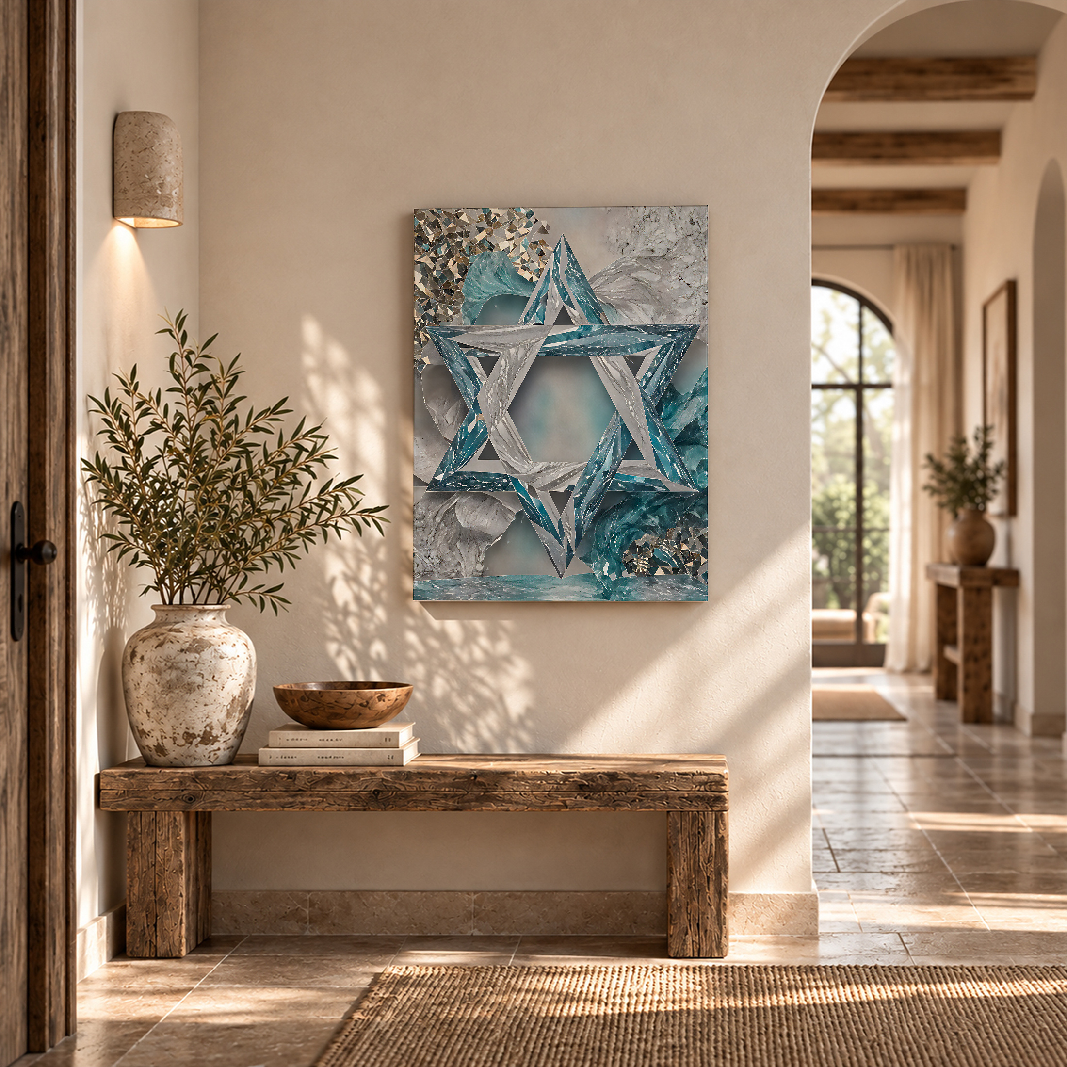 Crystal Star of David Framed Canvas Wall Art - Modern Home Decor - Image 6