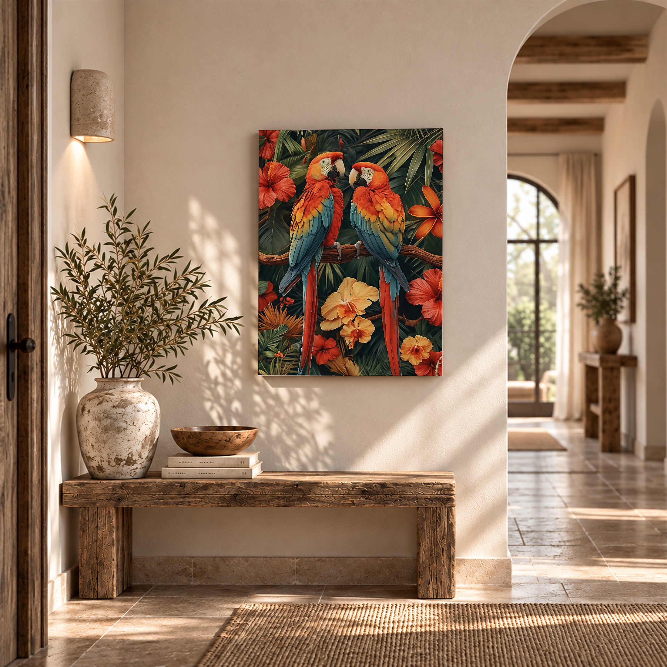 Tropical Macaw Parrots Framed Canvas Wall Art - Ready to Hang - Image 6