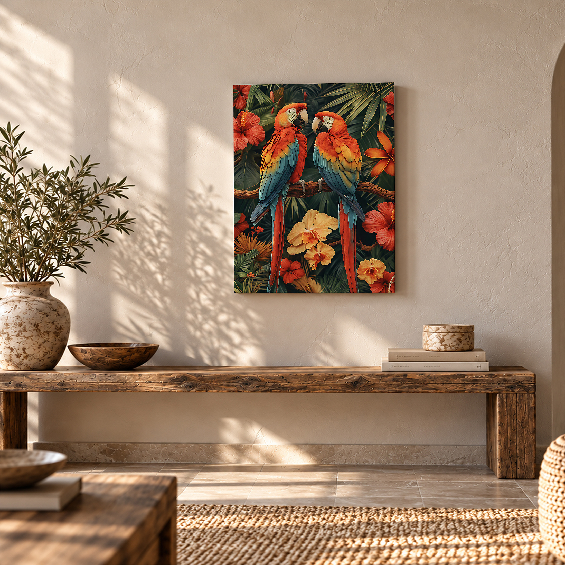 Tropical Macaw Parrots Framed Canvas Wall Art - Ready to Hang - Image 5